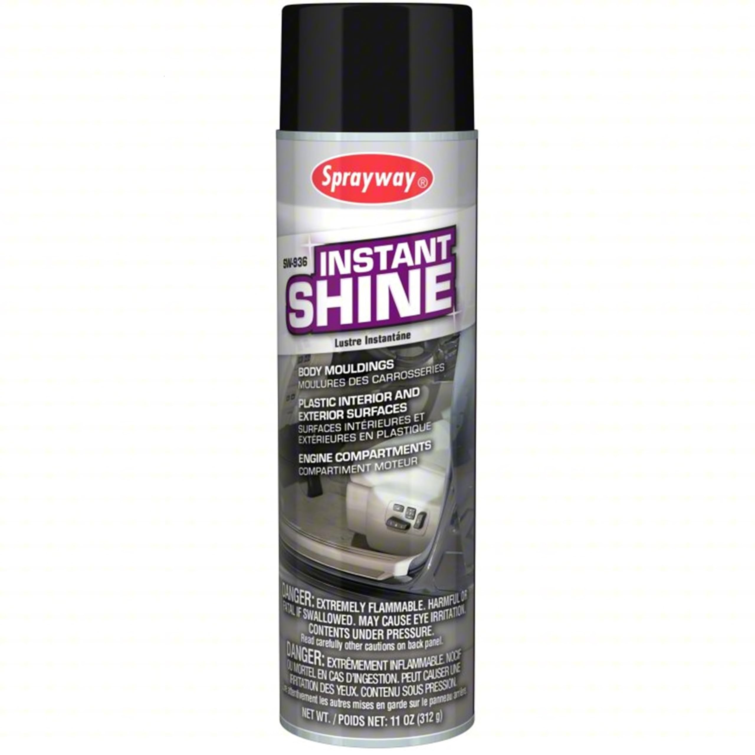 Sprayway SW936 Aerosol Instant Shine Vinyl Cleaner and Protectant, 11 oz., clear