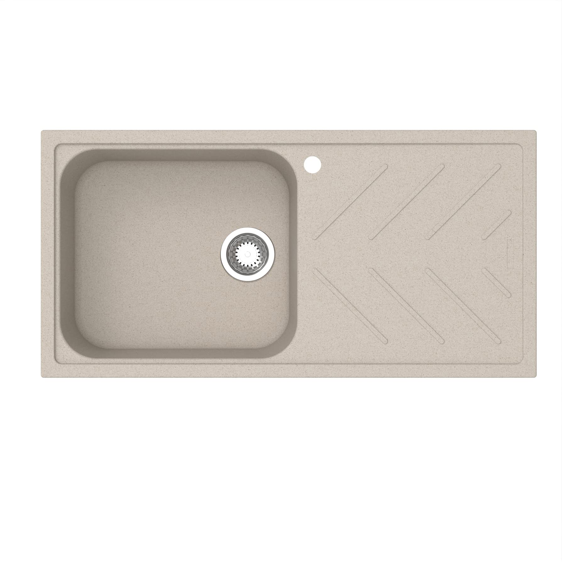 Carysil Original Schock German Engineered Technology Quartz New Beethoven D100L Single Bowl With Drain Board Matt Kitchen Sink - (Sand, 40X20)