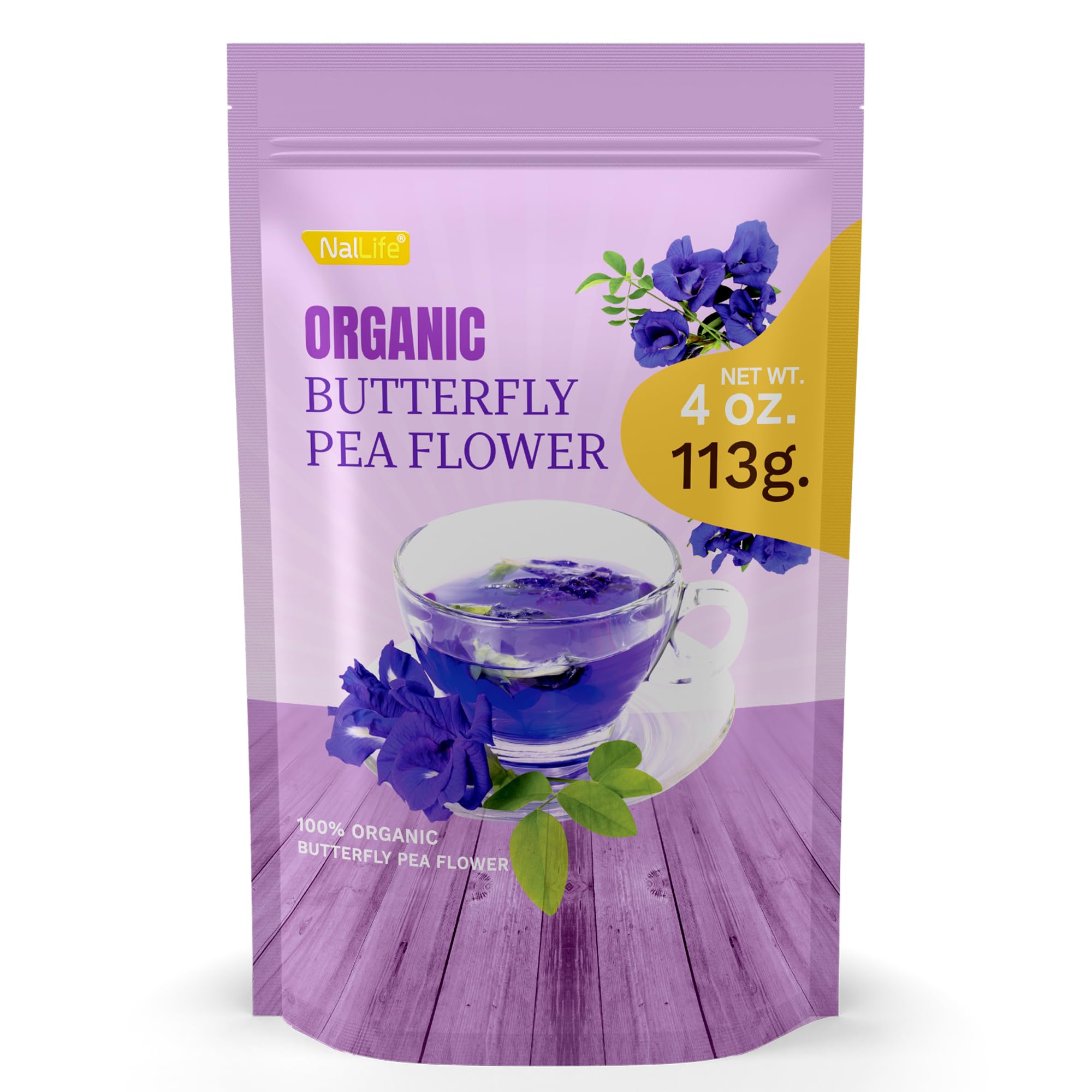 NalLife Dried Butterfly Pea Flowers 4 oz. (113 g.) for Drinks and Natural Food Coloring Premium Blue Tea