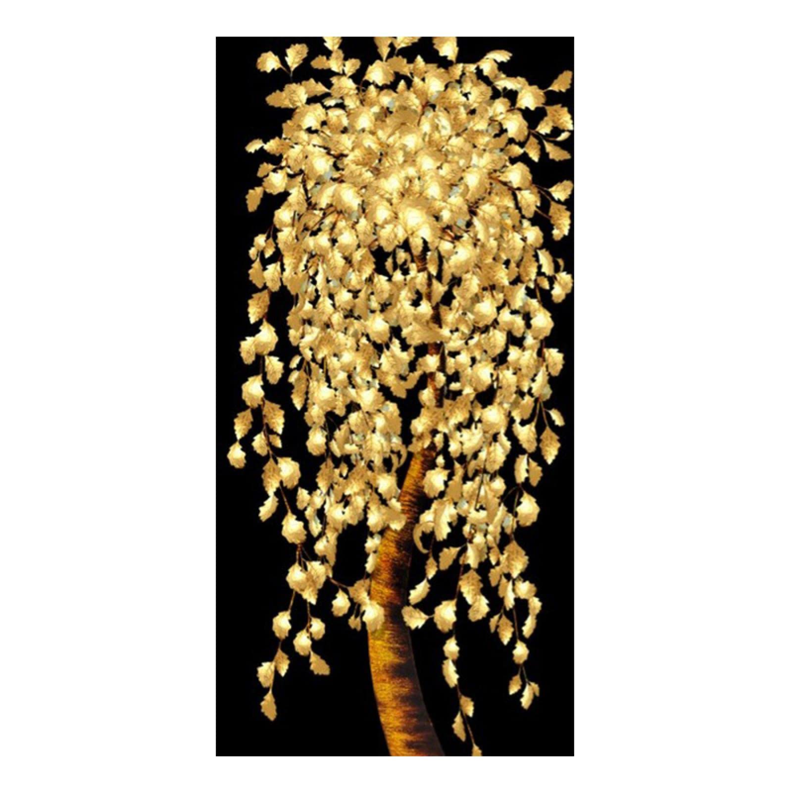 Diy 5D Full Drill Diamond Painting Kit For Adults Embroidery Cross Stitch Abstract Golden Leaves And Money Tree Canvas Painting Wall Art 50X100Cm Hmk