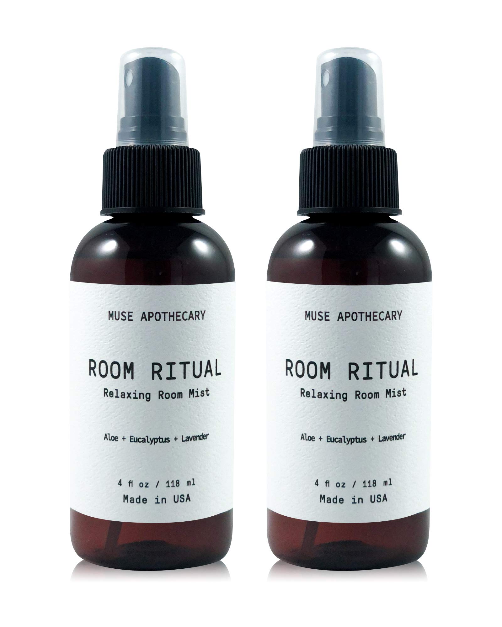 Muse Bath Apothecary Room Ritual - Aromatic and Relaxing Room Mist, 4 oz, Infused with Natural Essential Oils - Aloe + Eucalyptus + Lavender, 2 Pack