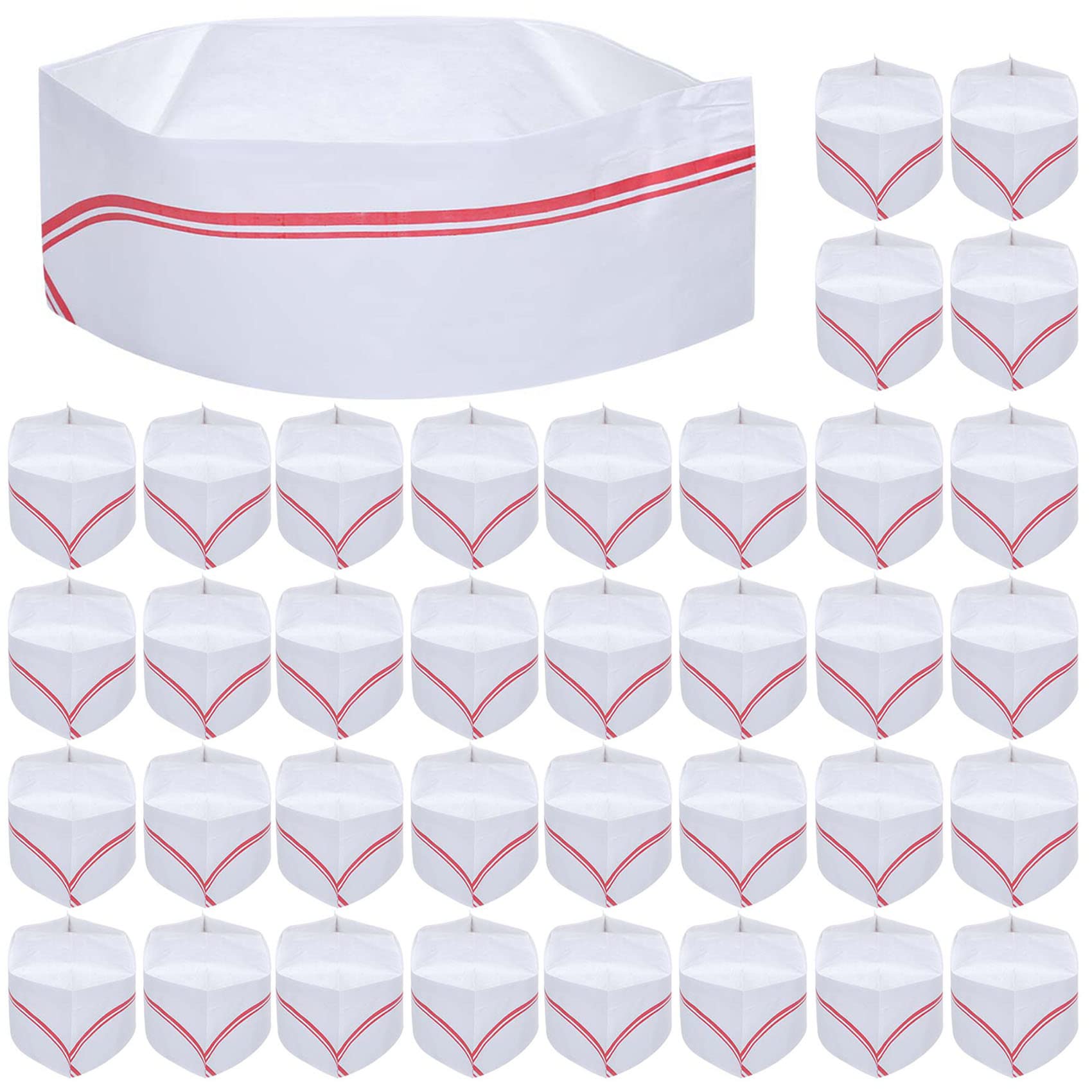 Tbestmax 40 PCS Disposable Soda Jerk Paper Cap, Chef Hat for Restaurant Party