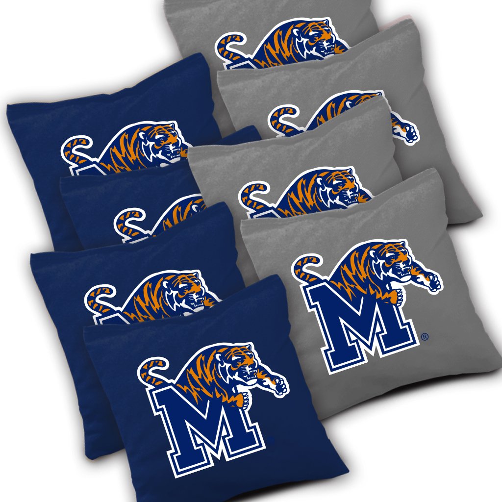 Memphis Tigers Cornhole Bags Set of 8 Officially Licensed ACA Regulation Baggo Bean Bags ~ Made in The USA