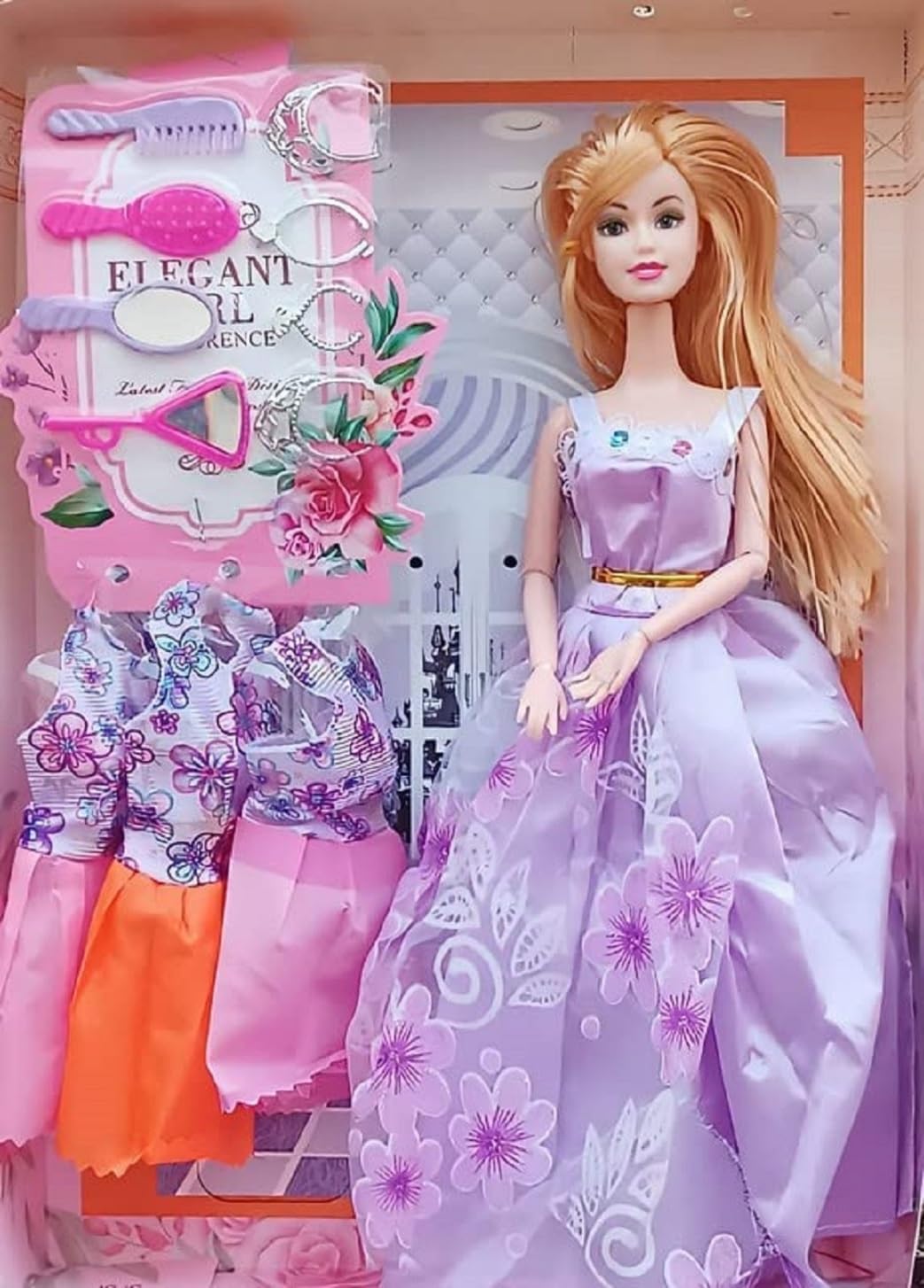 BKDT Marketing Beautiful Doll Toy for Girls Moveable Arms, Legs, Hands & Elbow with Dresses & Fashion Accessories