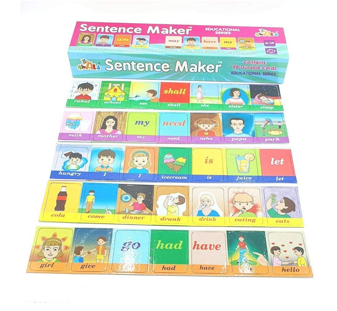 BKDT Marketing Early Education Sentence Maker Flash Cards Game with 90 Durable Multicolor Cards for 3 years and up