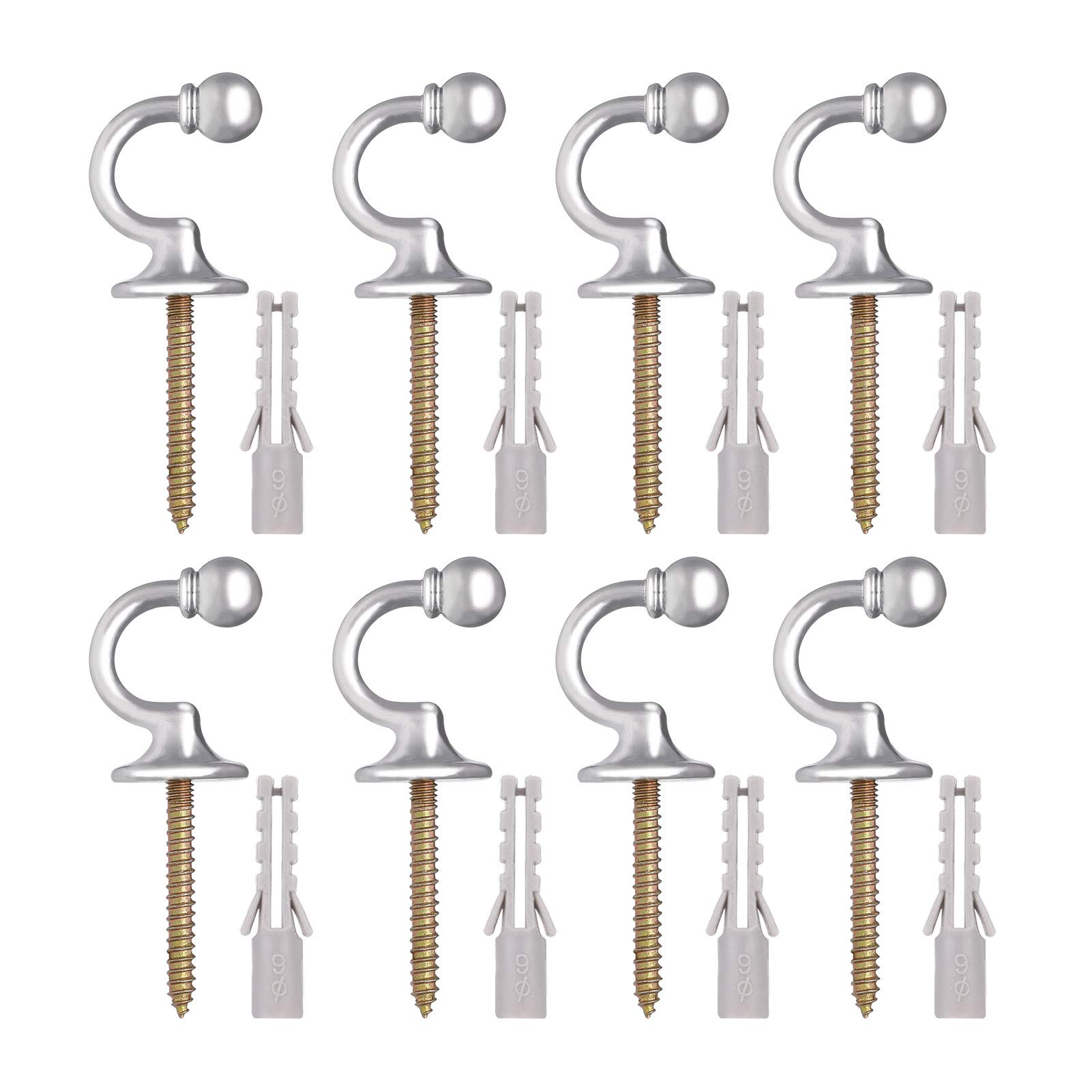 6 PCS Curtain Tieback Hooks U Shaped Ball End Curtain Holdbacks Curtain Holder Tie Curtain Hold Back Hooks for for Curtains Clothes Coat Hanger Hook