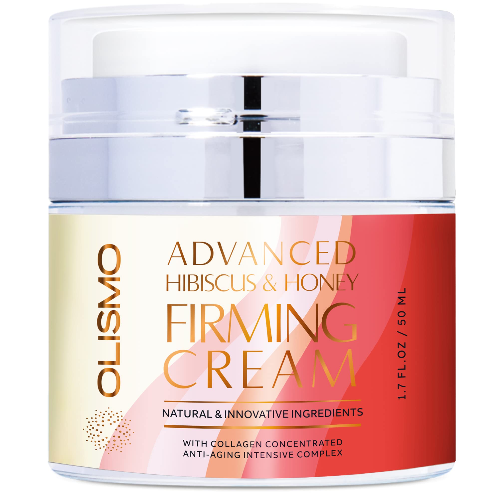 Advanced Hibiscus and Honey Firming Cream - Skin Tightening Cream-Neck Firming Cream for Fine Lines, Wrinkles, Elasticity and Firmness with Anti-wrinkle,Anti Aging Natural Ingredients like Hibiscus, Collagen, Honey, Emu Oil, Jojoba Oil, Rosehip Oil and Niacinamide (vitamin B3) Formulated In Japan and Design In USA 1.7 oz 50 ml by OLISMO