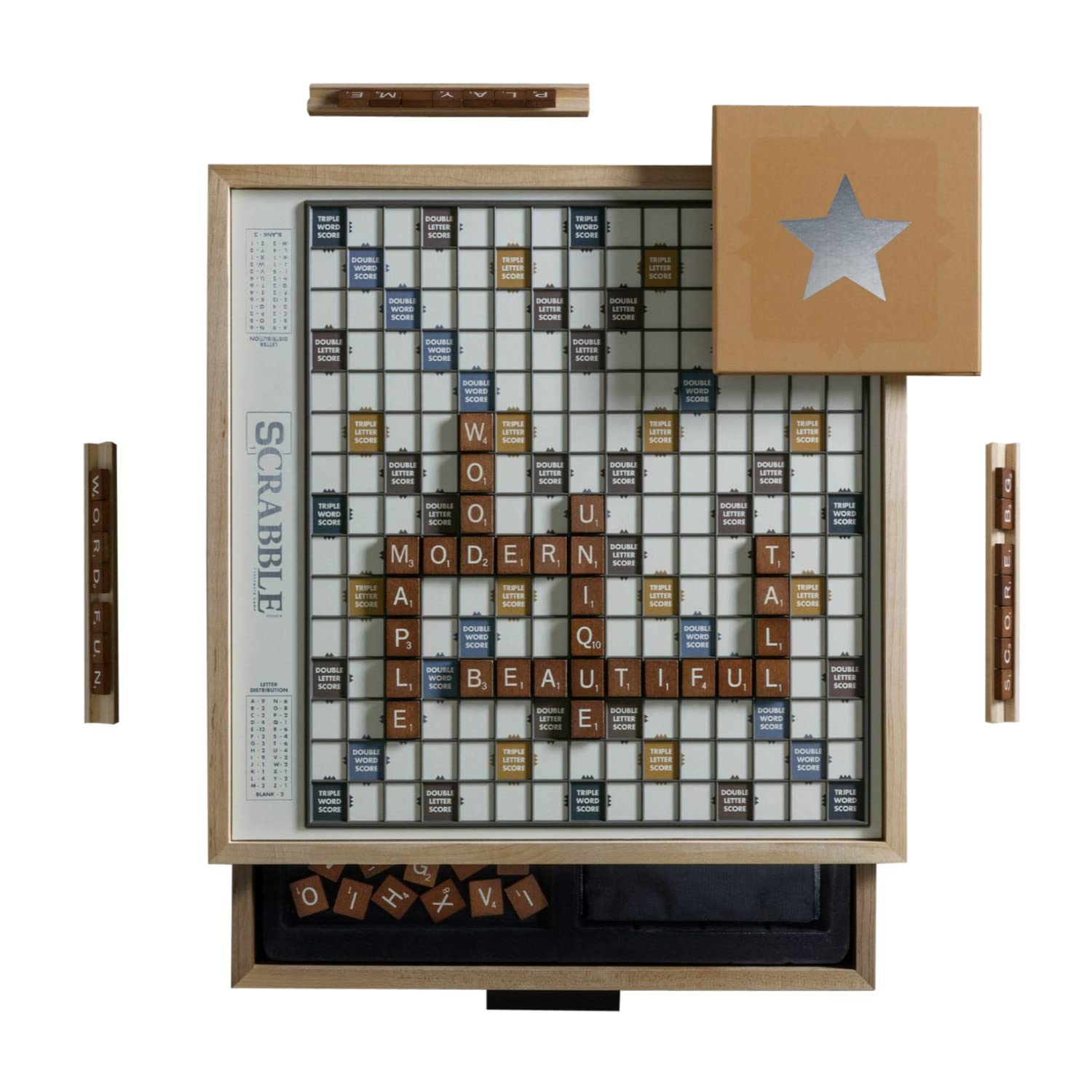 WS Game CompanyScrabble Luxe Maple Edition with Rotating Solid Wood Cabinet