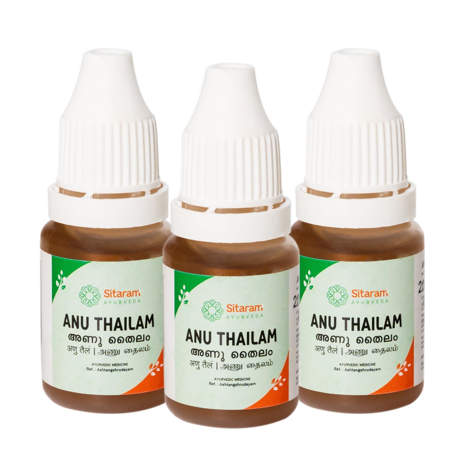 Sitaram Ayurveda Anu Thailam 10 Ml Pack Of 3 | Kerala Ayurvedic Anu Taila Nasal Drops