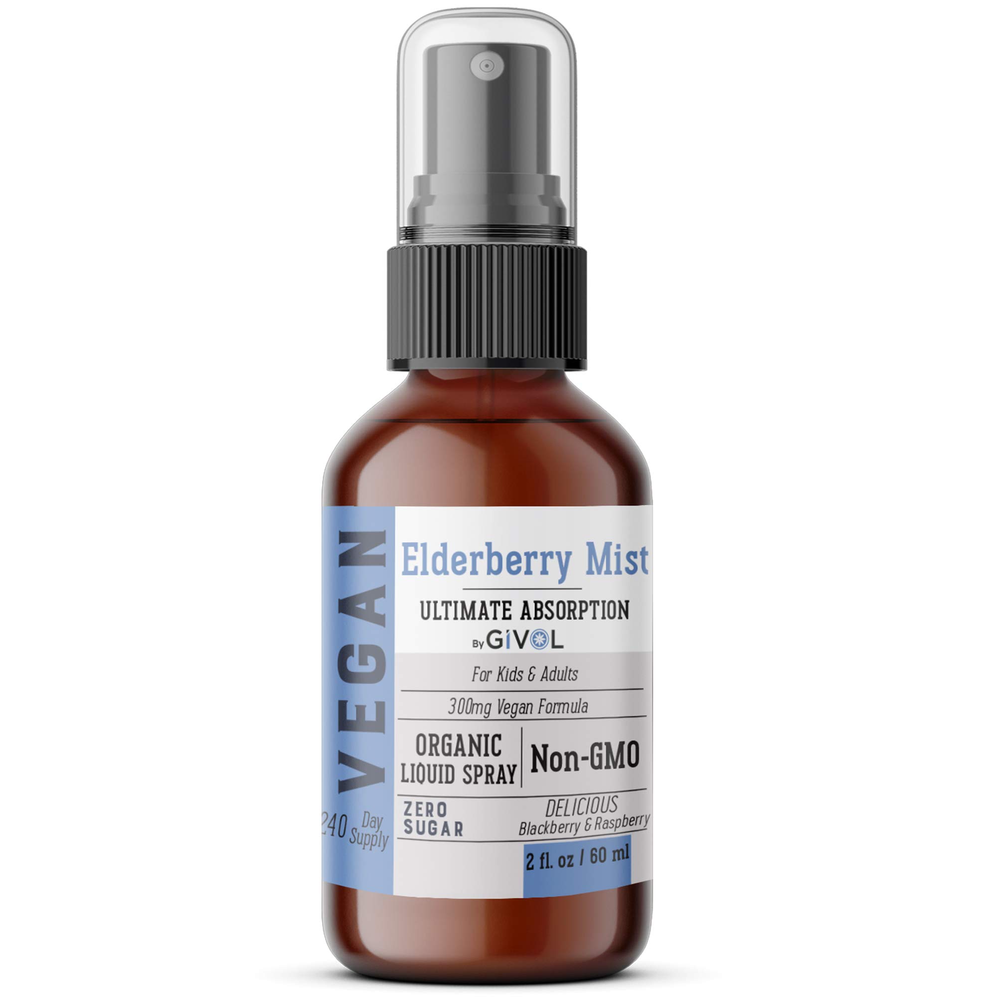 Organic Elderberry Mist-Sambucus Nigra (Extra Strength) Liquid Extract for Kids & Adults - Immune Boost - High Flavonoid Levels - Vegan Easy Absorption - - Non-GMO 120 Days Supply