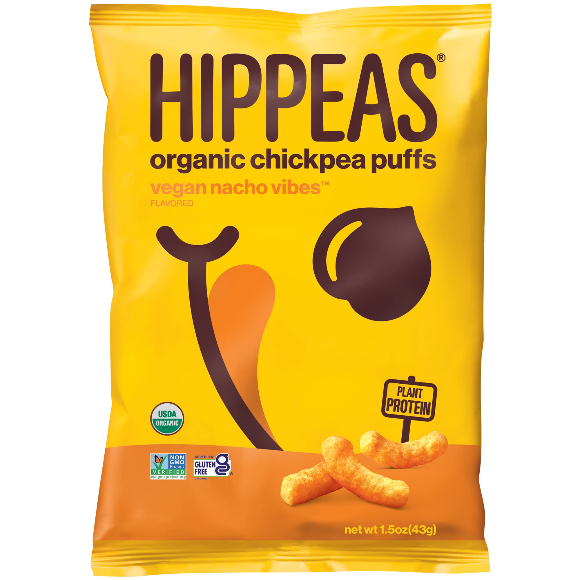 HIPPEAS Organic Chickpea Puffs + Vegan Nacho Vibes | Vegan, Gluten-Free, Crunchy, Protein Snacks (Packaging may vary), 1.5 Ounce (Pack of 12)