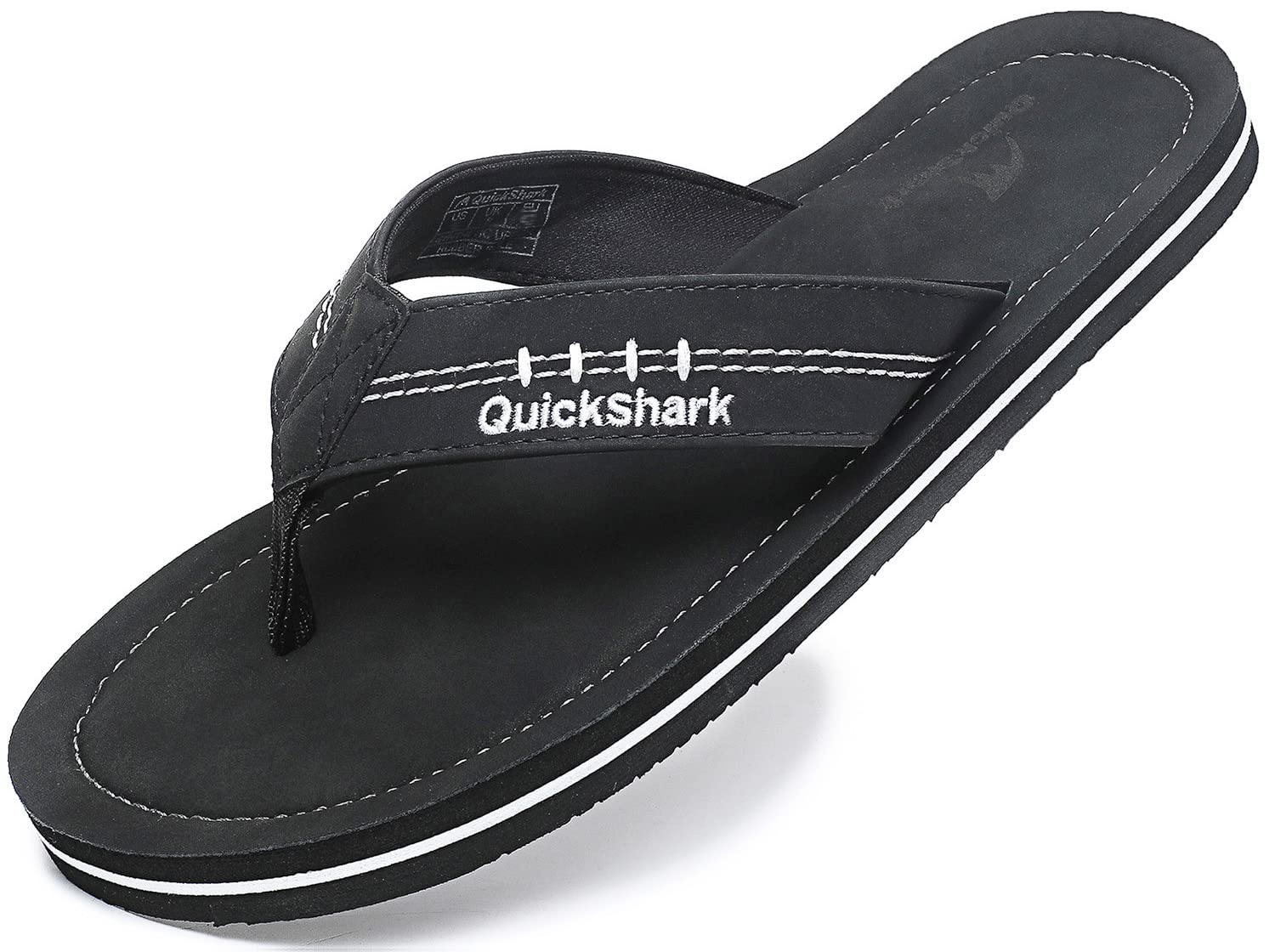 QuicksharkMens Flip Flops Leather Thong Sandals Arch Support Beach Slippers