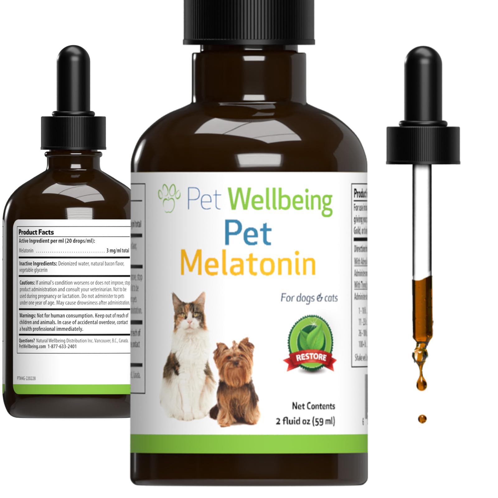 Pet Wellbeing Pet Melatonin for Dogs - Cushing's Support, Adrenal Cortisol Balance, Helps Maintain Normal Sleep Patterns - Veterinarian-Formulated - Liquid Supplement 2 fl oz (59 ml)