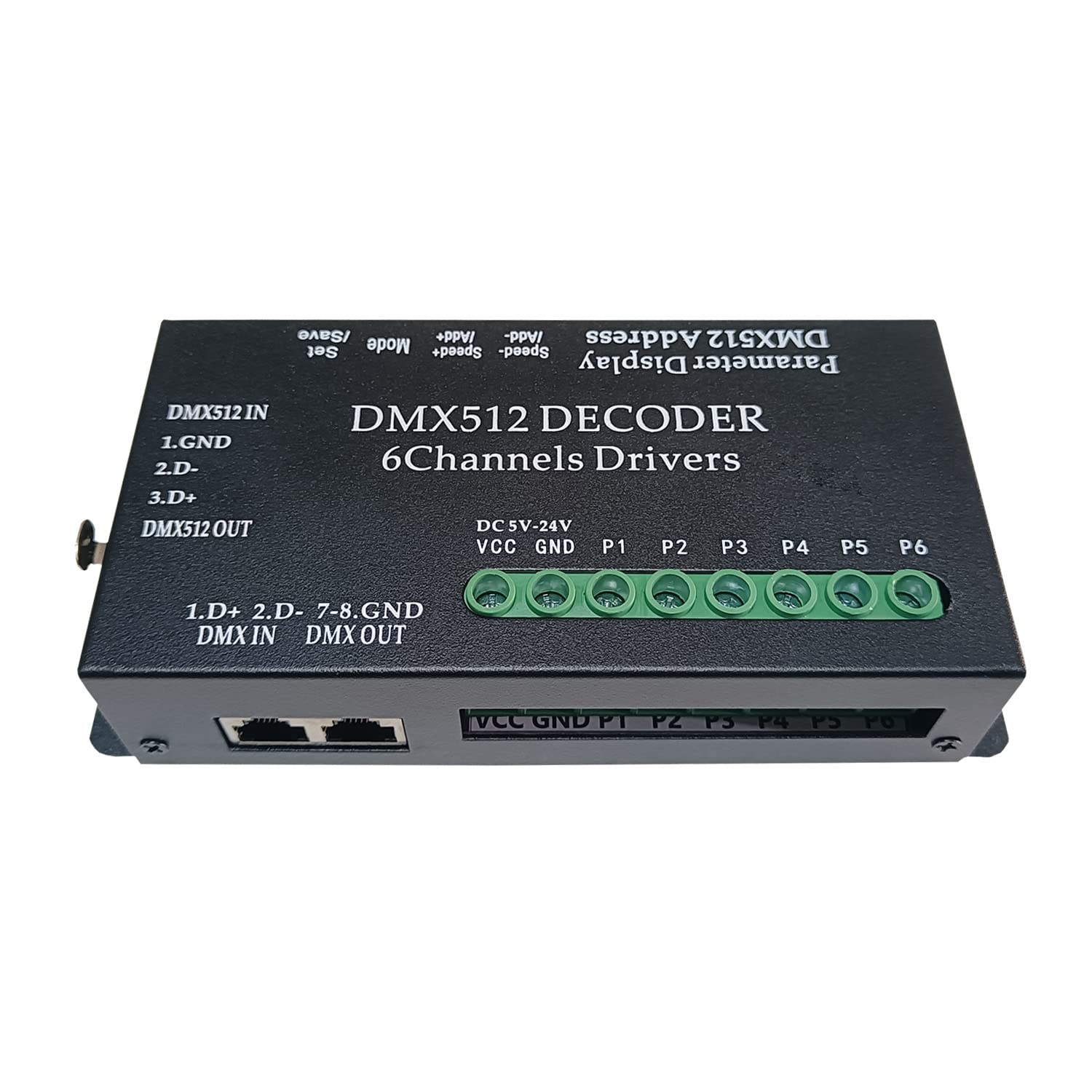 AUTUNEER LED DMX512 Decoder, DC5V-24V 6 Channel LED DMX Console Decoder Controller for RGBRGB RGBW RGBWW RGBWWW Many Types of LED Lights