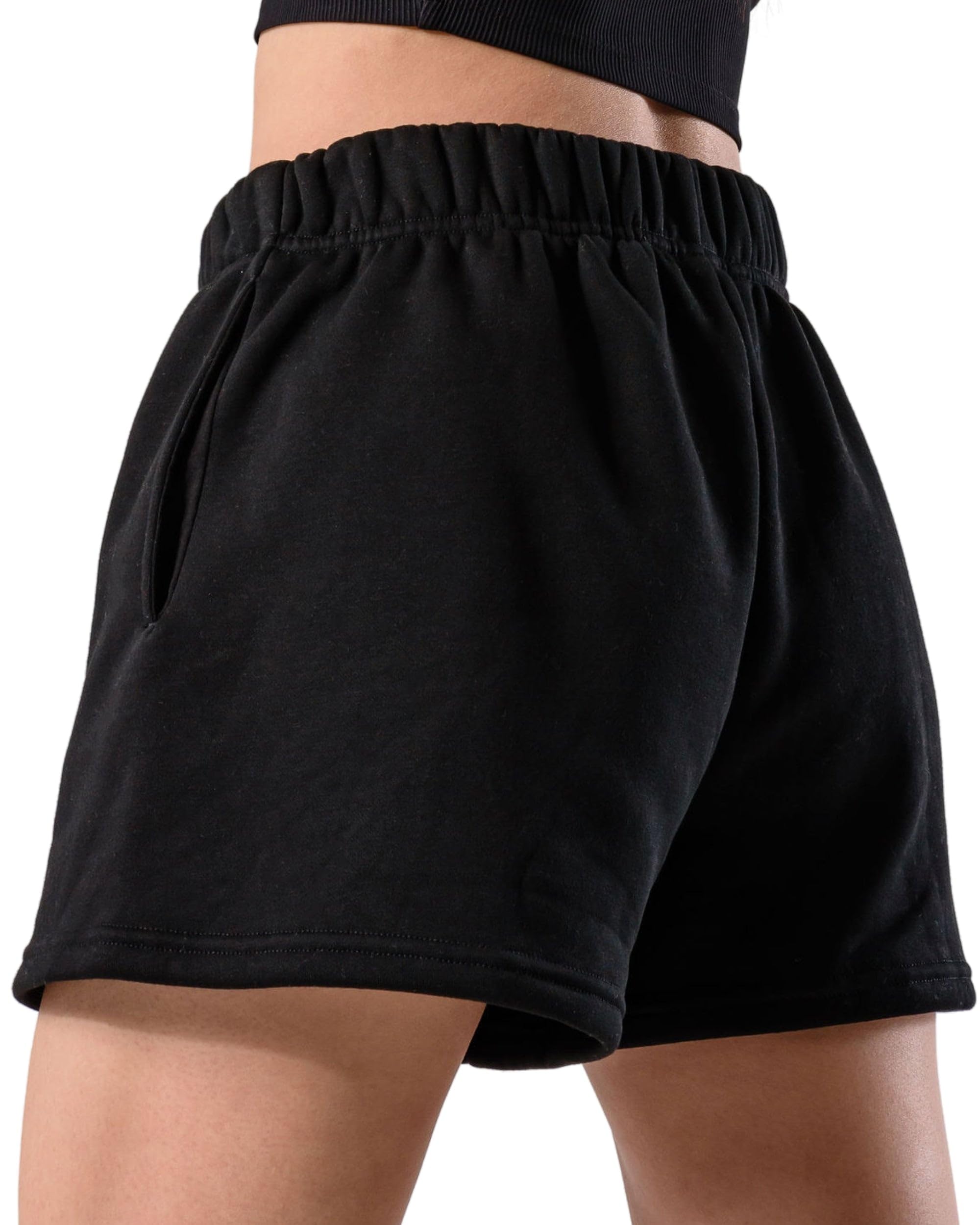 Kamo Fitness CozyTec Sweat Shorts Women High Waisted Lounge Comfy Casual Cotton Shorts with Pockets