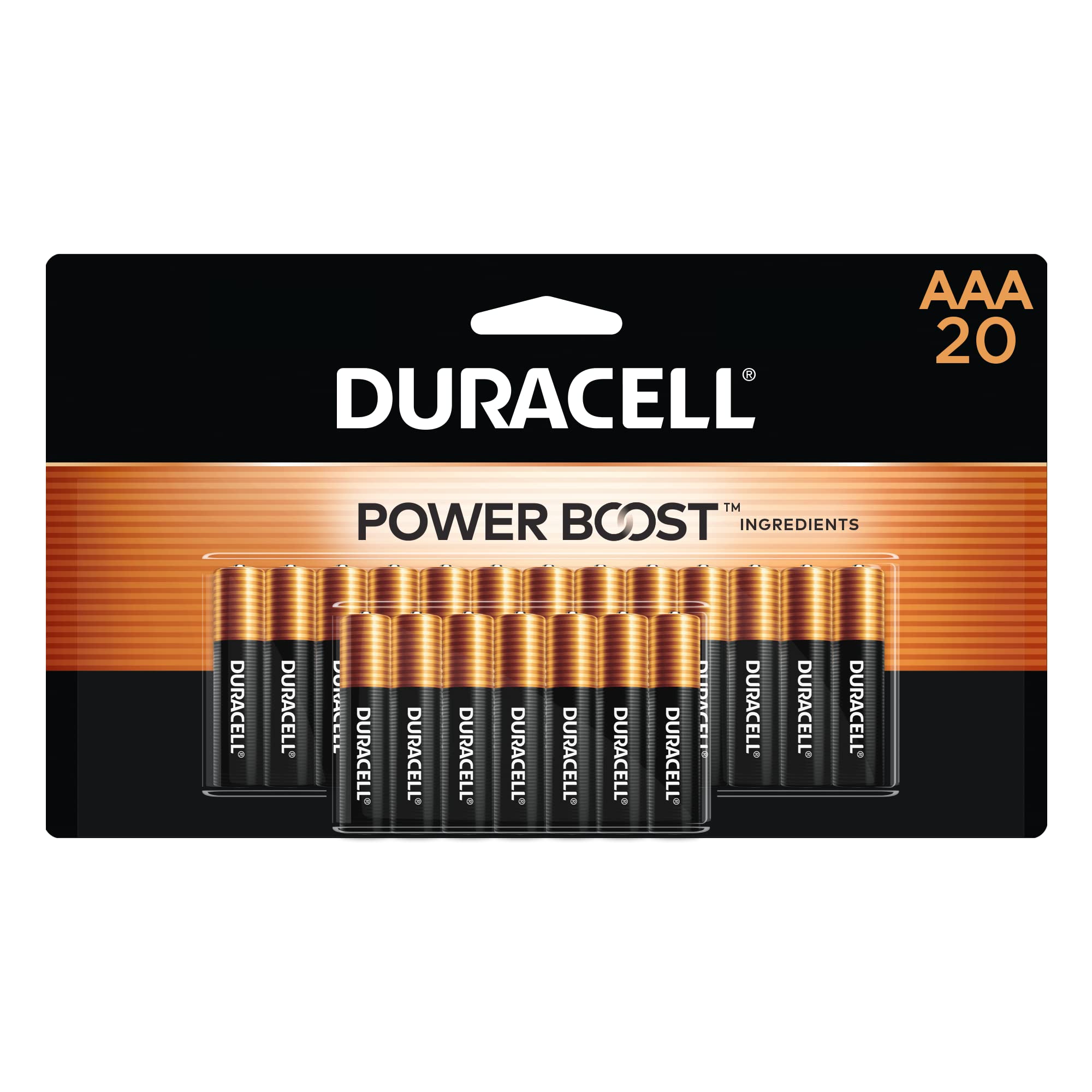 DURACELLCoppertop AAA Batteries with Power Boost Ingredients, 20 Count Pack Triple A Battery with Long-lasting Power, Alkaline AAA Battery for Household and Office Devices