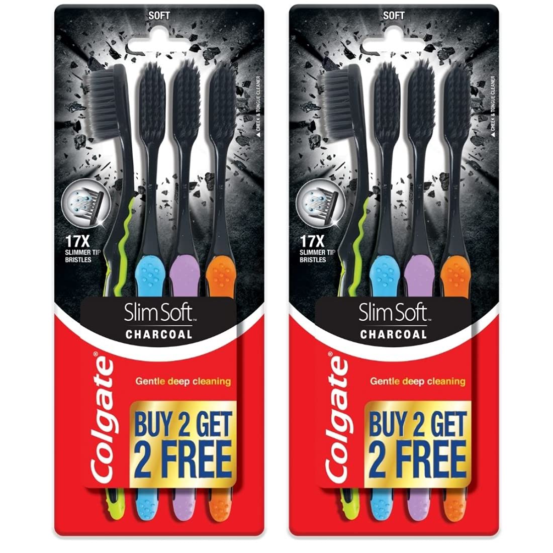 Colgate Slim Soft Charcoal Toothbrush (Buy 2 Get 1) (Pack Of 2)