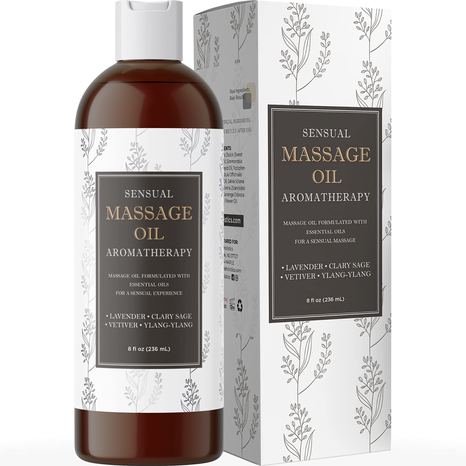 Sensual Massage Oil for Body That Is Infused With Cold Pressed Aromatherapy Essential Oils Lavender Ylang Ylang Sweet Almond & Pure Jojoba for Soothing and Sexy Sensations for Women & Men