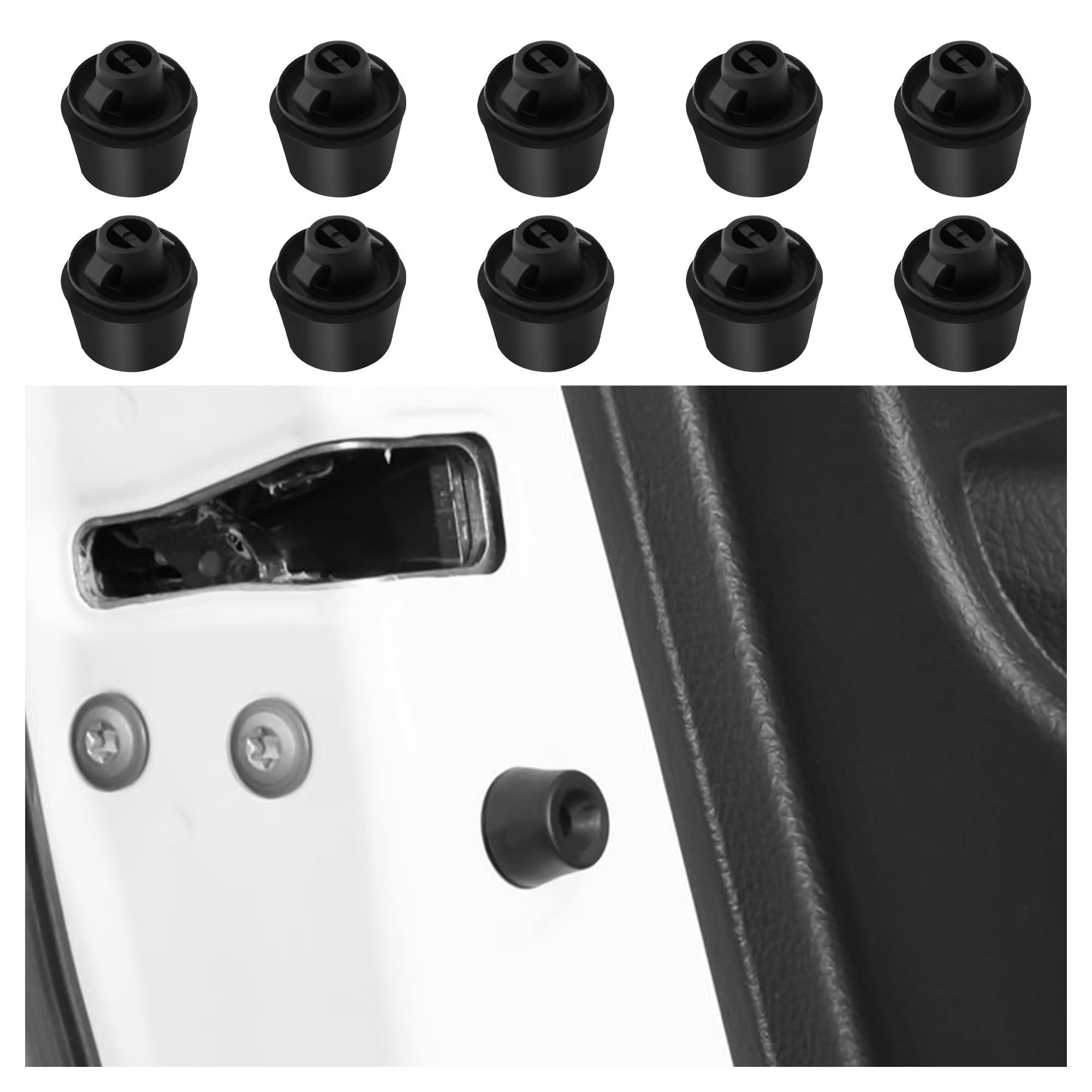 Stacool 10PCS Car Hood Bumper Stop - Door Mount, Rubber, Black - Compatible with Toyota Lexus Scion Car Accessories - OEM#90541-09117, Set of 10