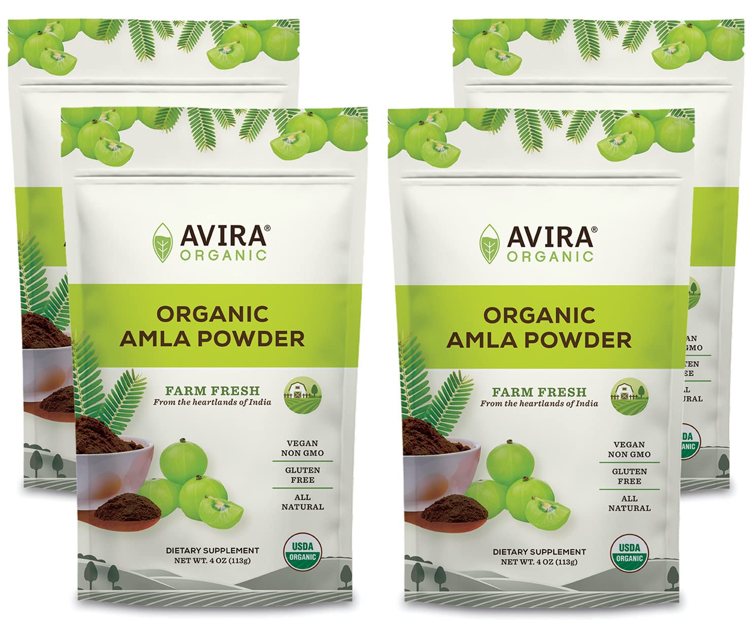 Avira Organic Amla Powder, Allergen Free, Vegan, Non-GMO, Superfood, Easy to mix in Smoothies, Tea And Lattes, Resealable 16 Oz Bag