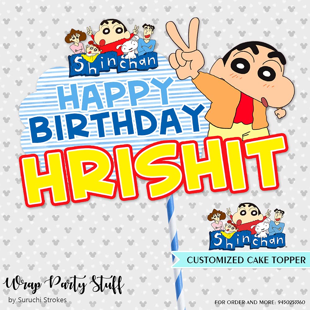 Suruchi Strokes Shin Chan Theme Birthday Decoration (Customized Cake Topper)