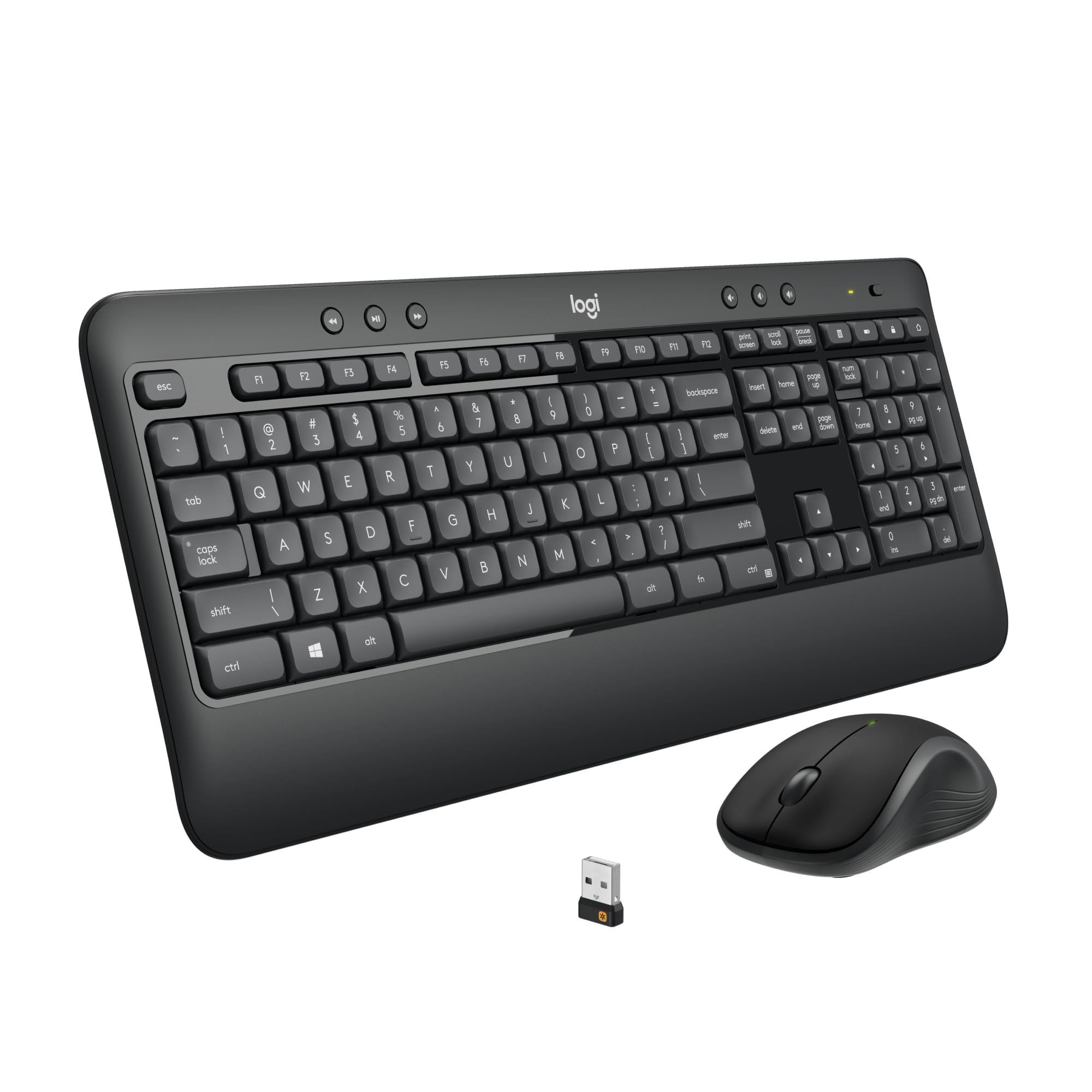 LogitechMK540 Advanced Wireless Keyboard and Mouse Combo for Windows, 2.4 GHz Unifying USB-Receiver, Multimedia Hotkeys, 3-Year Battery Life, for PC, Laptop