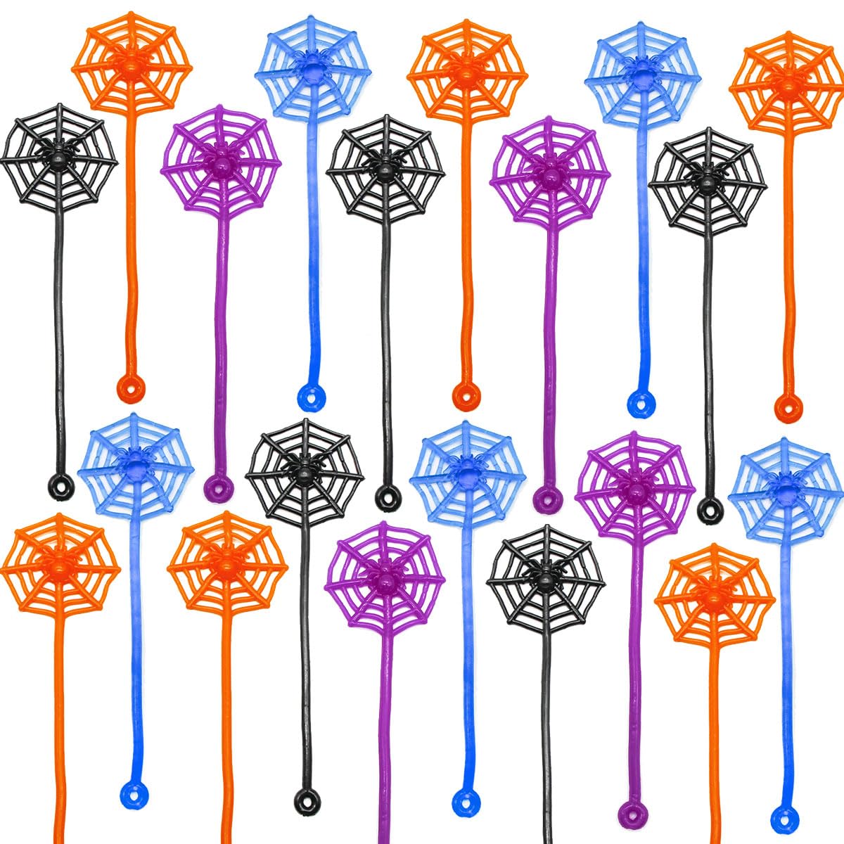 ECVV 20 Pcs Sticky Spider Web Toys Assorted Colors Kids' Party Favor Sets Fun Toys Stretchy Sticky Spider Web Toy Treasure Box for Classroom Prizes Birthday Party Supplies