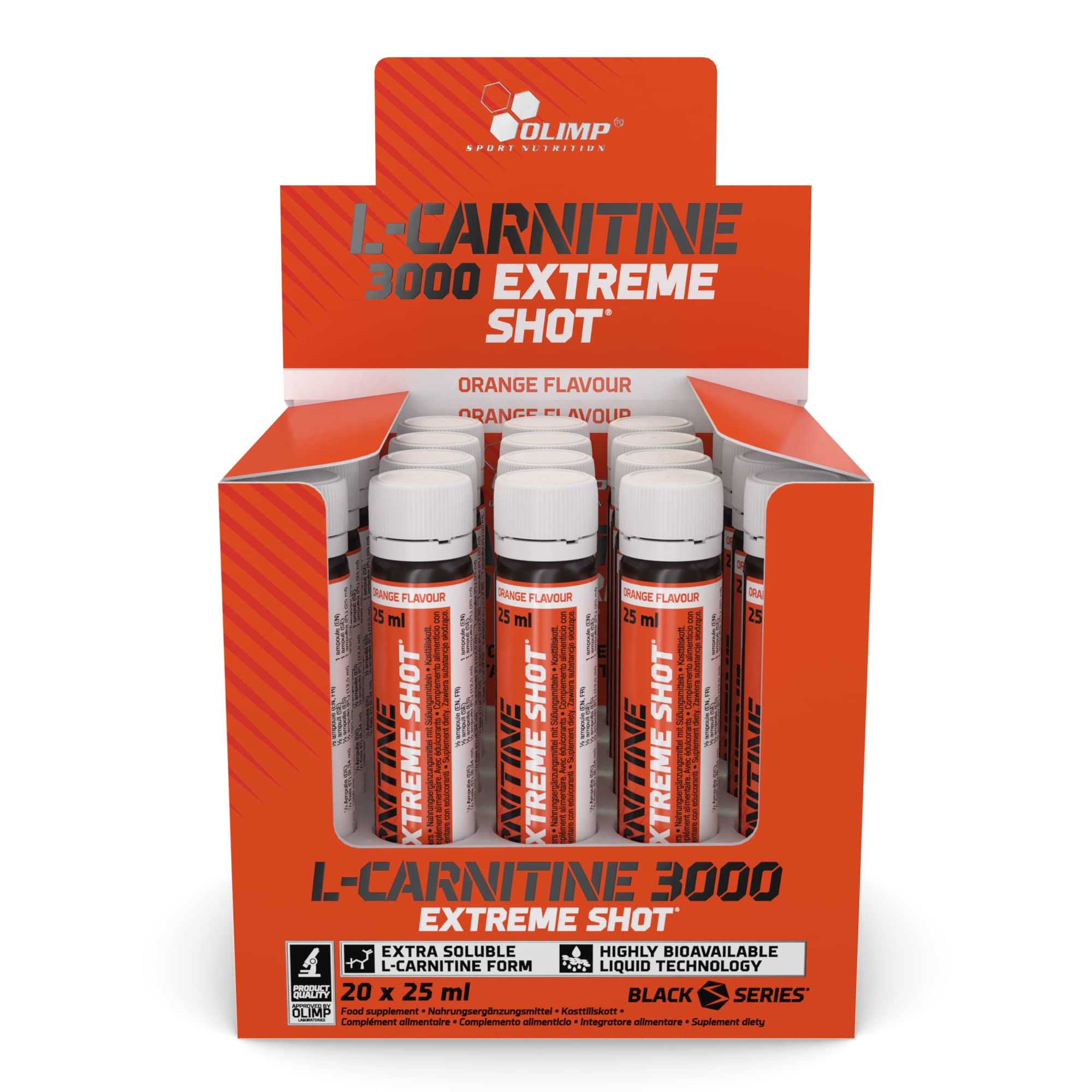 Olimp Orange 25ml L-Carnitine Forte 3000 Extreme Shot - Pack of 20 Shots