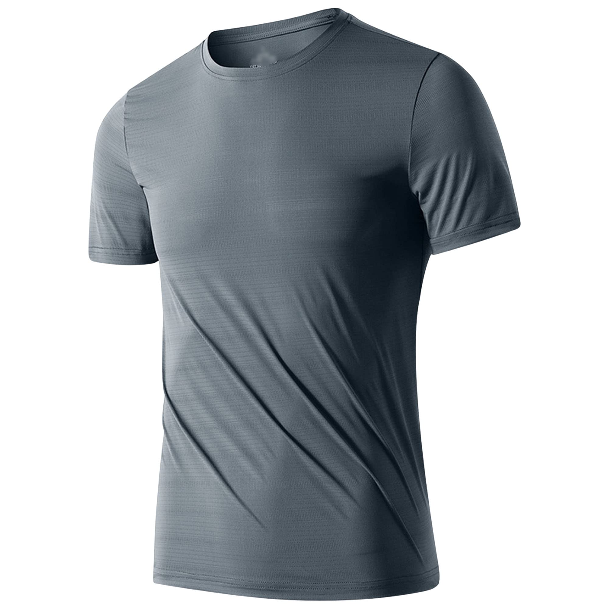 Men's Cooling Ice Silk Running Shirts Dry-Fit Moisture Wicking Tee Crewneck Active Athletic Tops