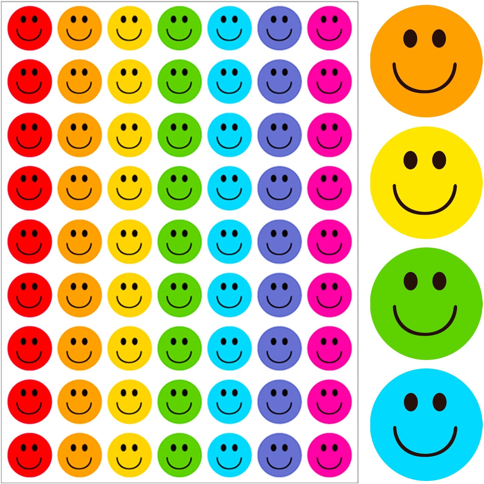 630 Pcs Happy Smile Face Sticker Small Happy Face Decal Stickers Teachers Reward Stickers for Kids Colorful Mini Incentive Stickers Behavior Chart Stickers for Students, Classroom - 1 Inch