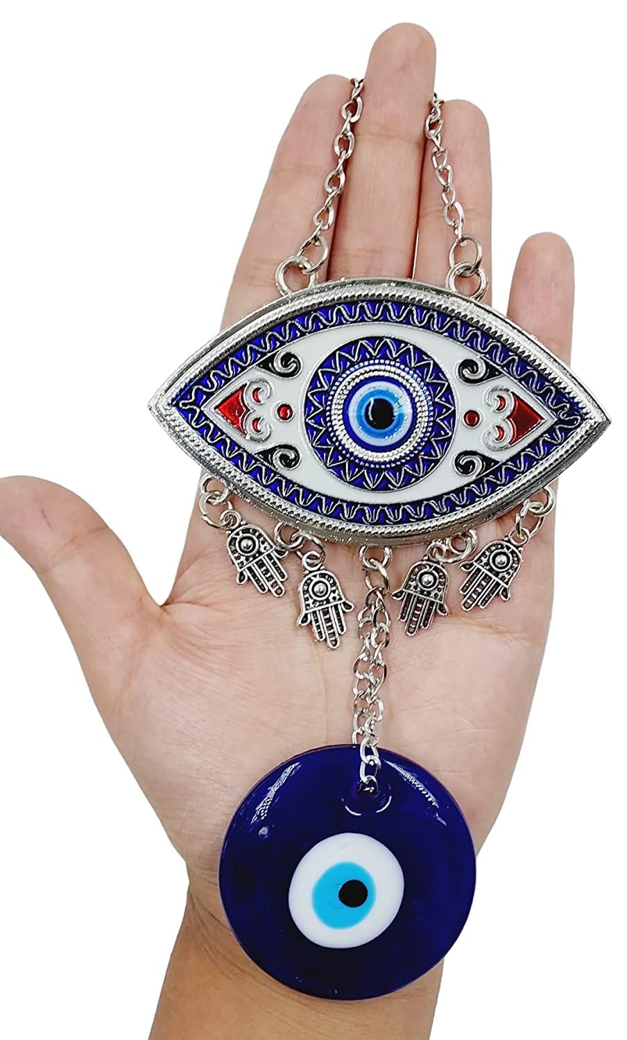 ARTISKRITI Evil Eye Hanging for Home Entrance Door Decoration, Nazar Battu for Home Protection, Good Luck Charm and Prosperity, Big Size (Meenakari Eye White)