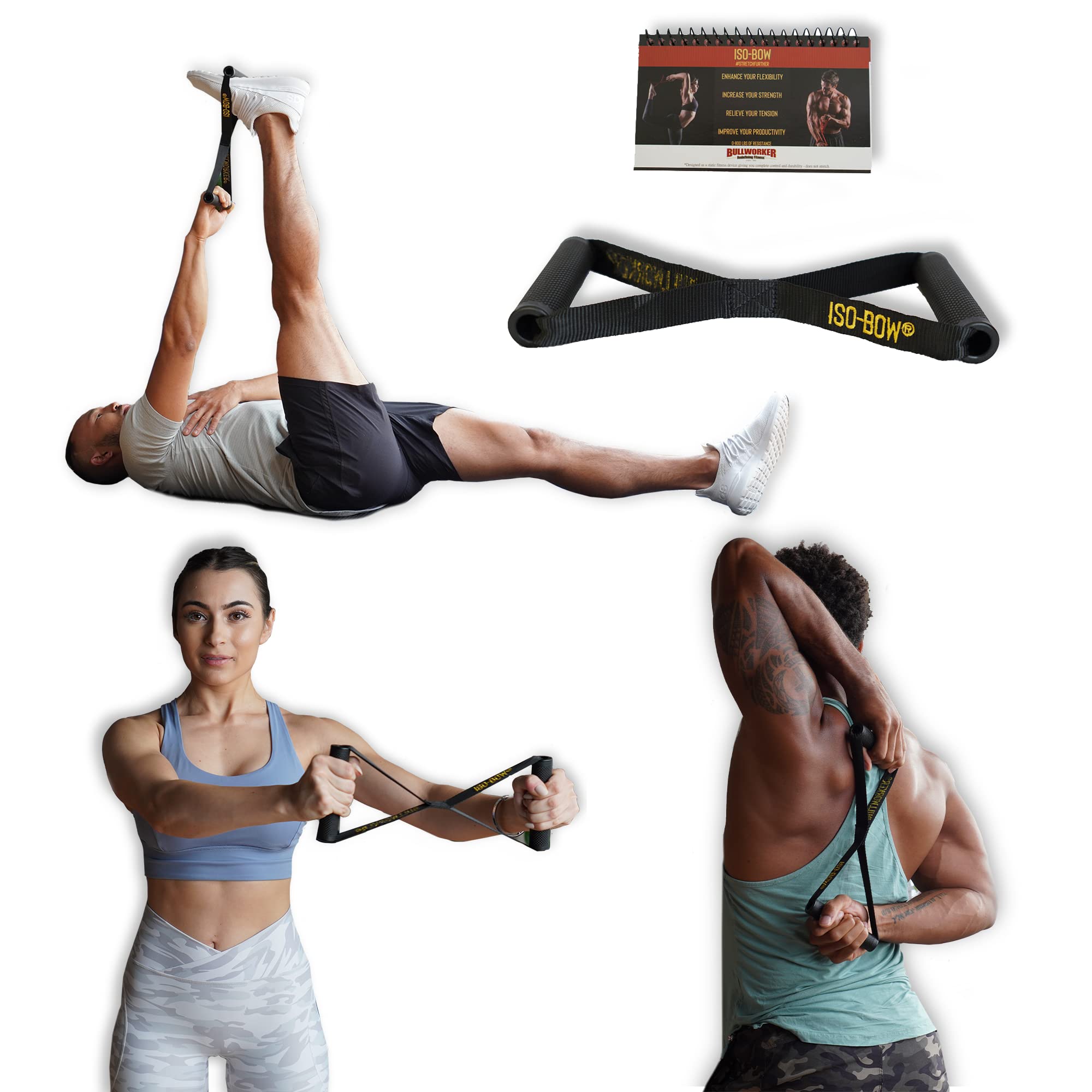 Iso-Bow by Bullworker - Portable Isometric Exercise Strap for Fast Strength and Flexibility - Stretching Tool for Yoga and Pilates - Home and Travel Fitness Equipment