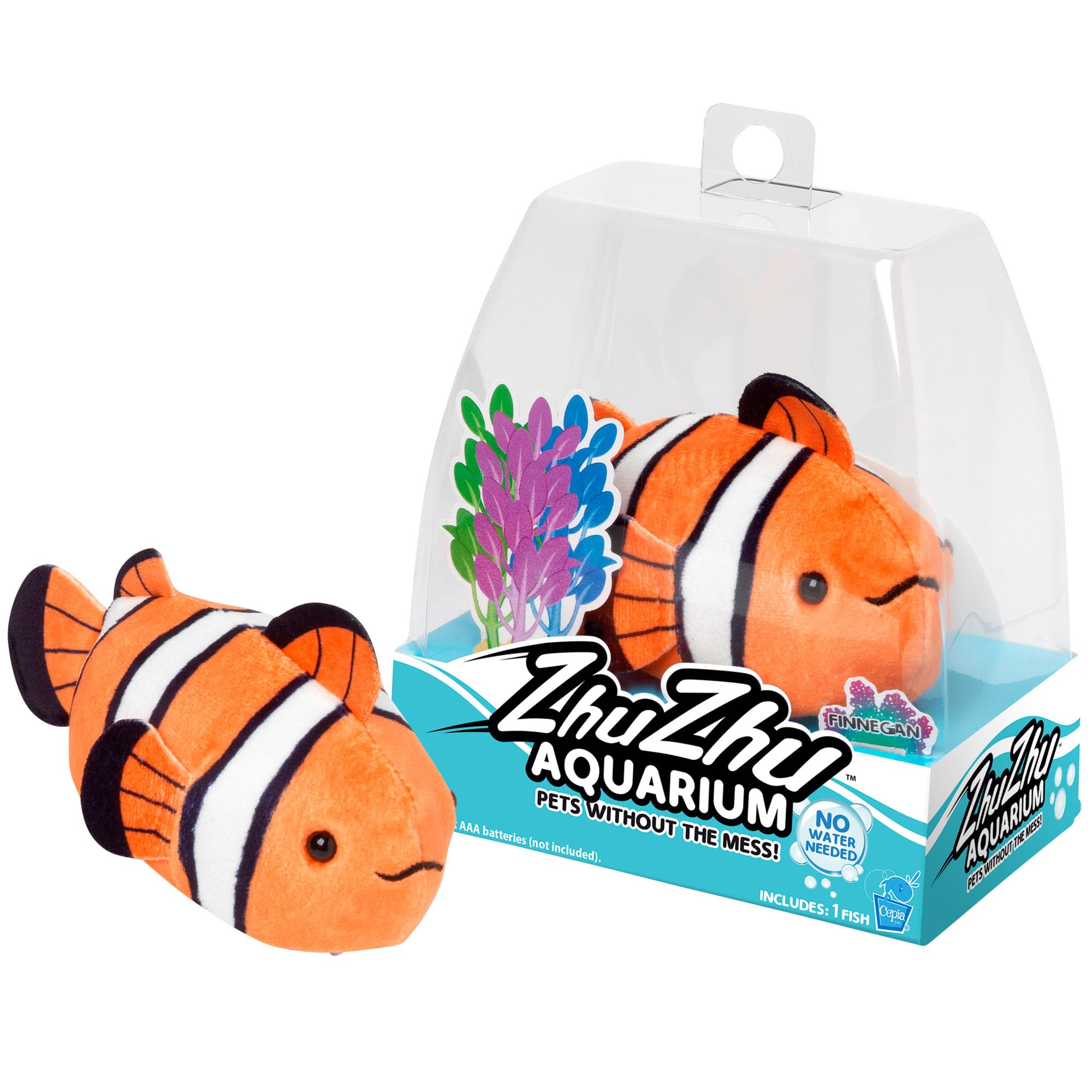 John Adams Zhu Zhu Pets | Zhu Zhu Aquarium Toy Fish - Finnegan | Interactive, Collectible Pet with Sounds and Movement | Electronic Pets | Ages 4+, Orange