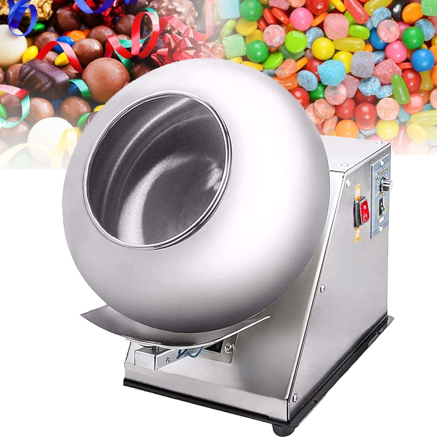 Electric Sugar Coating Machine, Candy Coater Machine, 2-5kg/h Chocolate Coating Polishing Machine, Coater Sugar ball Coating Drying Machine for Pharmaceutical and Food Industries