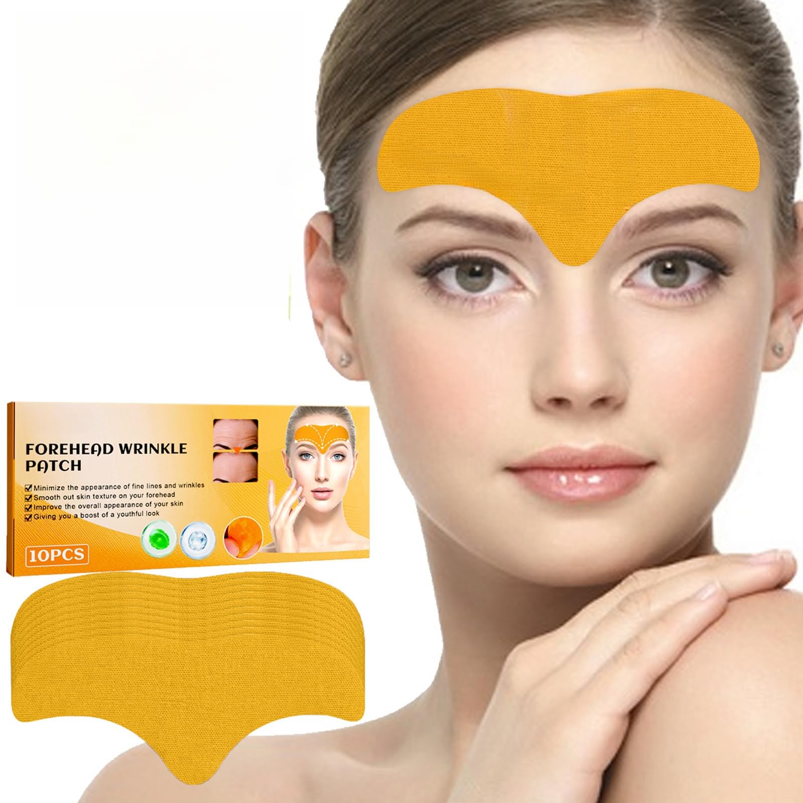 NOVOLAN Forehead Wrinkle Patch - 10 Pcs Anti-Aging Hydrogel Strips - Smooths Forehead Lines and Wrinkles - Skin-Lifting and Firming Treatment - Moisturizing and Nourishing Formula for Youthful Skin