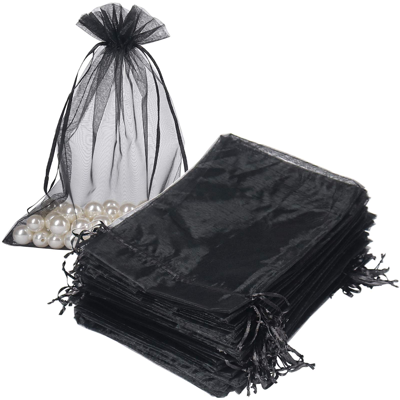 100pcs Black Organza Gift Bags, 17x23cm Medium Wedding Favour bags Jewellery pouches Drawstring Mesh Gift Bag for jewelry Lavender Candy