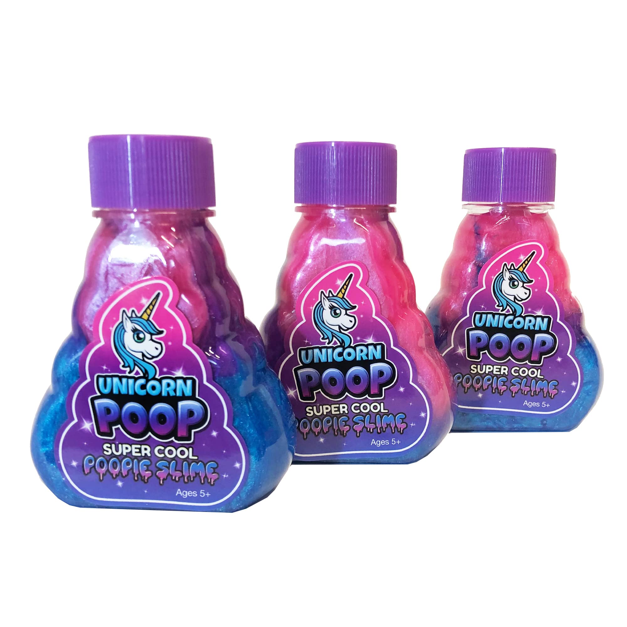 3 Pack Unicorn Poop Slime - Multi Color Glitter Unicorn Slimes Great for Birthday Parties, Loot Bags, Easter Baskets, Halloween & Stocking Stuffers, for Girls and Boys Ages 5+