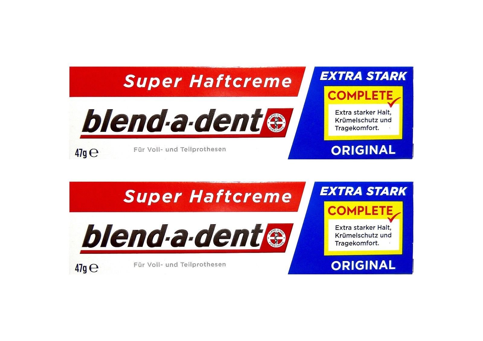 2 x 47 g Blend-a-dent Original Super Adhesive Cream – Extra Strong – Complete