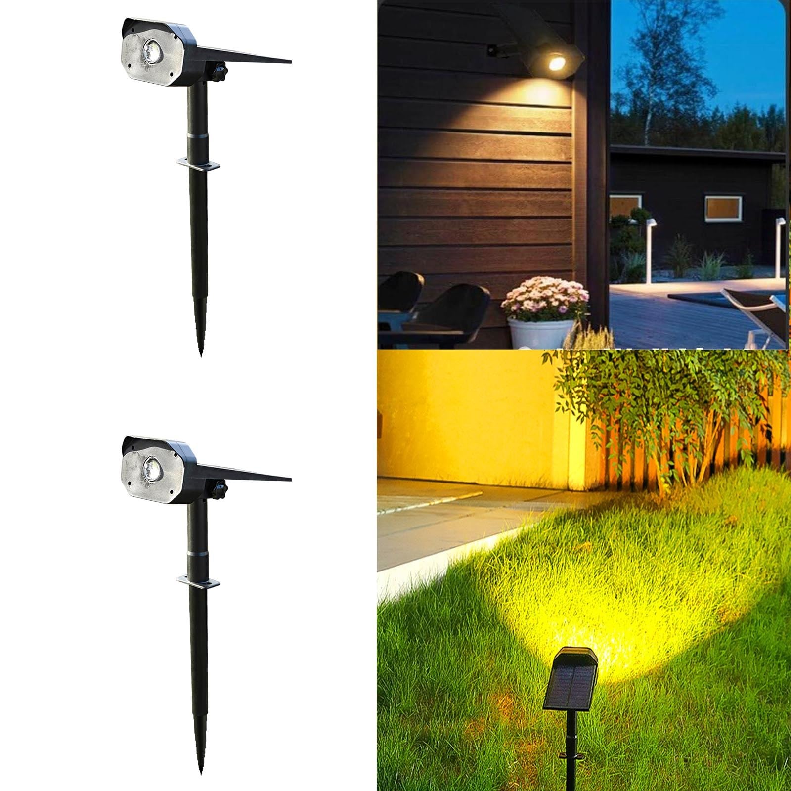 ASLIDECORSolar Spot Lights Outdoor,2 Pack 2-in-1 Solar Landscape Spotlight, Waterproof Led Wall Light,Dust to Dawn Solar Powered Lights for Garden Yard Pathway