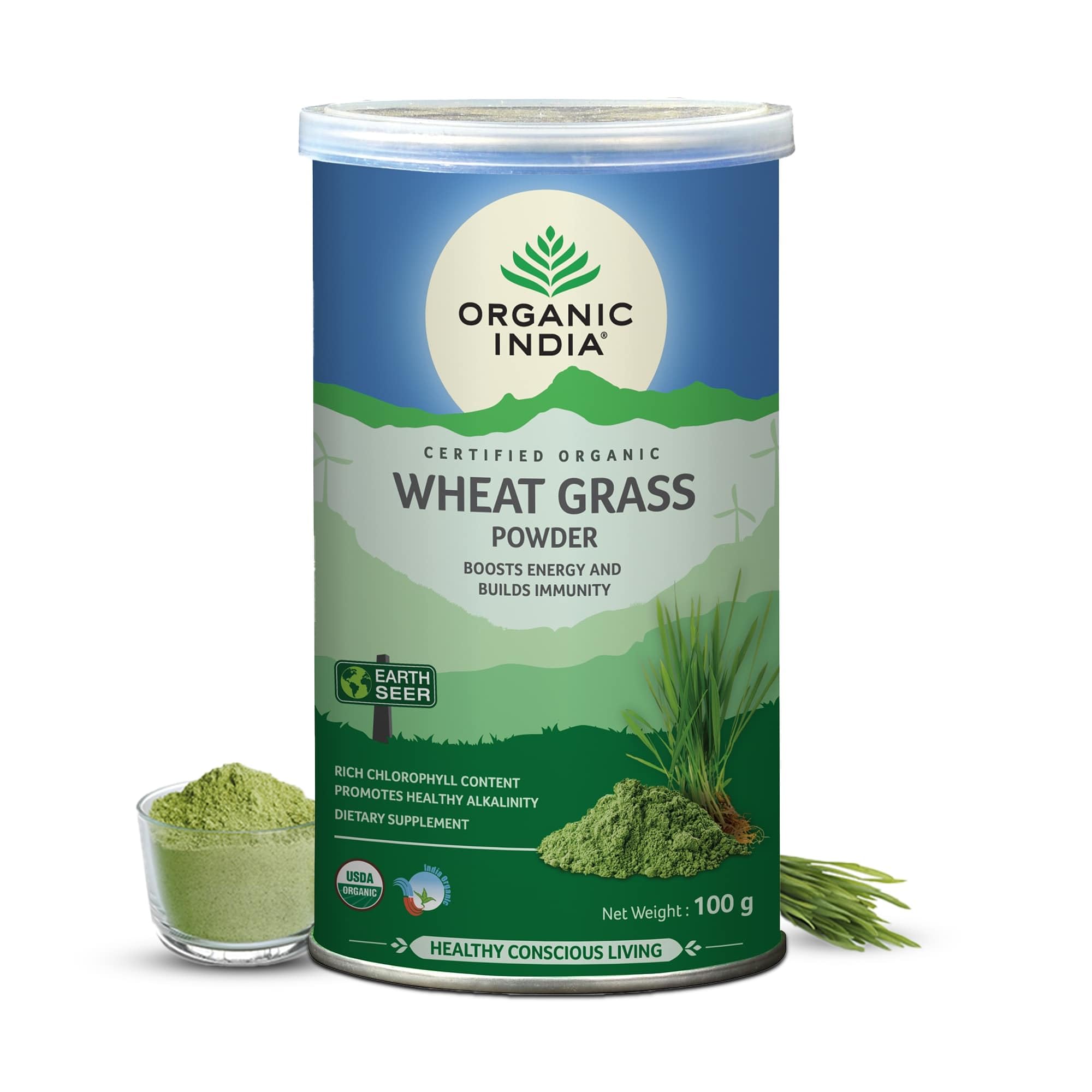 Organic India Wheat Grass - 100 g, Boost Stamina powder