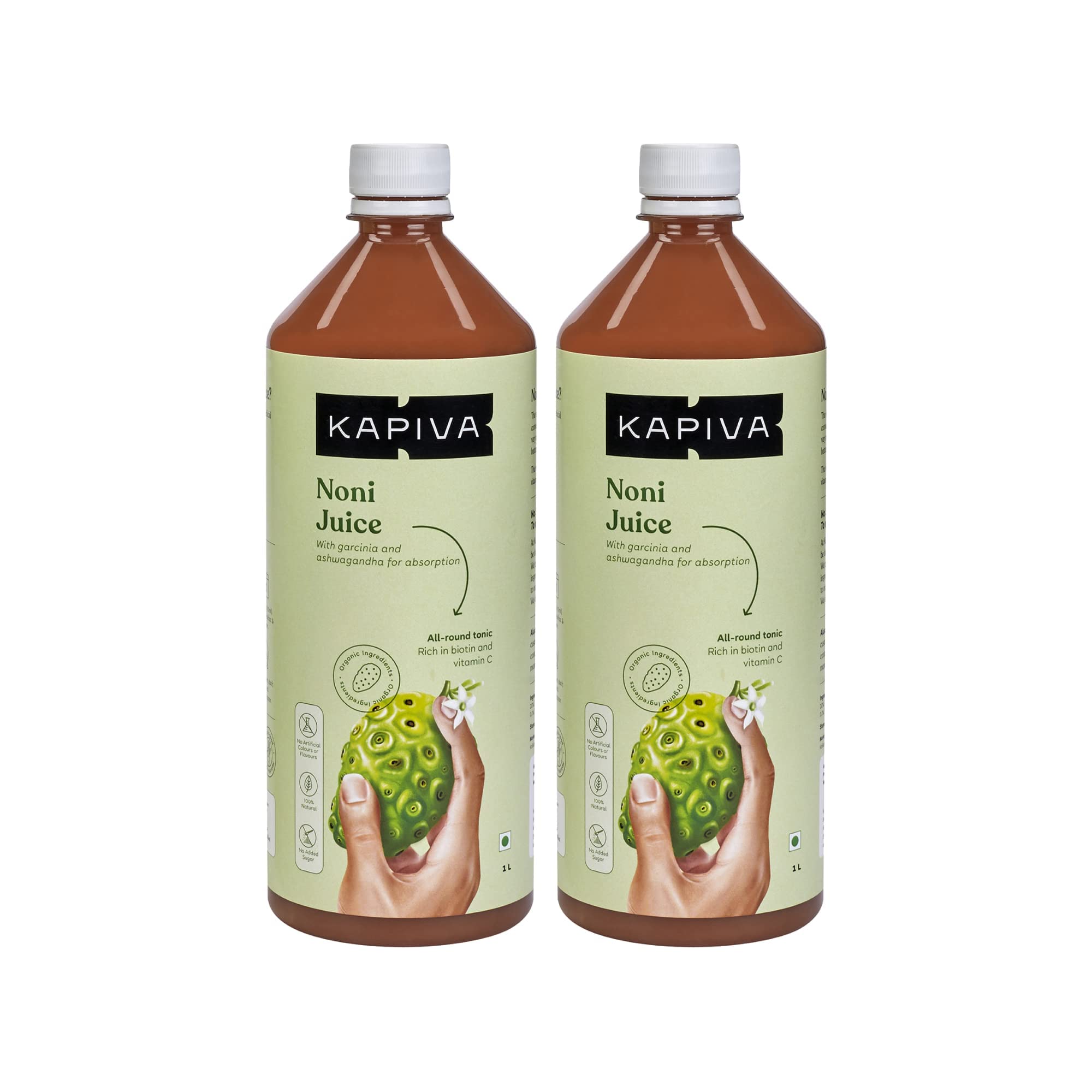 Kapiva Noni Juice (2L) - Rich in Antioxidants, Boosts Energy, Builds Immunity, Natural Detoxifier - Super Saver Pack of 2