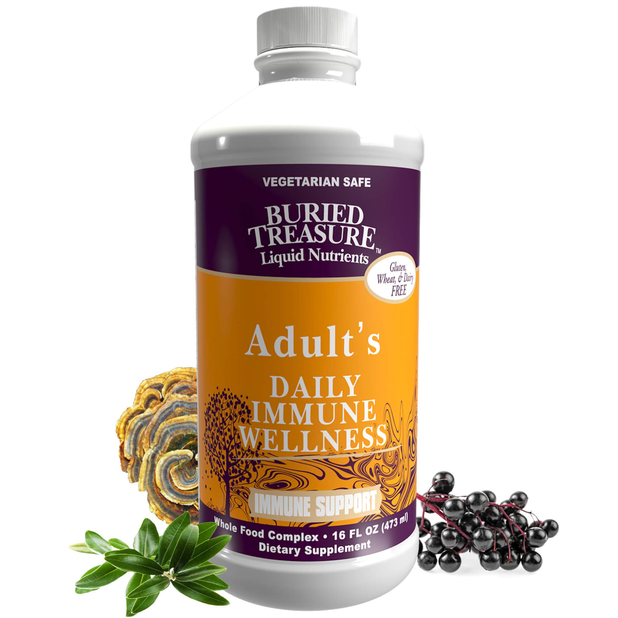 Buried TreasureAdult Daily Immune Wellness - 16 Fl oz, 16 serv, Liquid Nutrient Blend for Immune Support with Elderberry, Echinacea, Vitamins & more