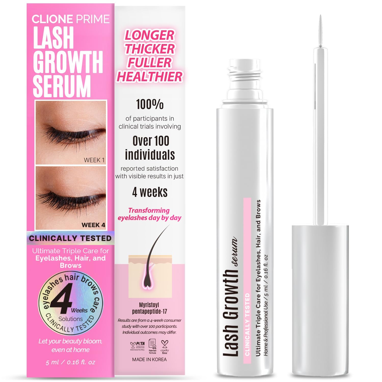 Korean Lash Serum - Sérum Para Pestañas Eyelash Serum to Grow Lashes Eyebrow Serum Eyelash Growth Serum Suero Para Pestañas Crecimiento Suero De Pestañas