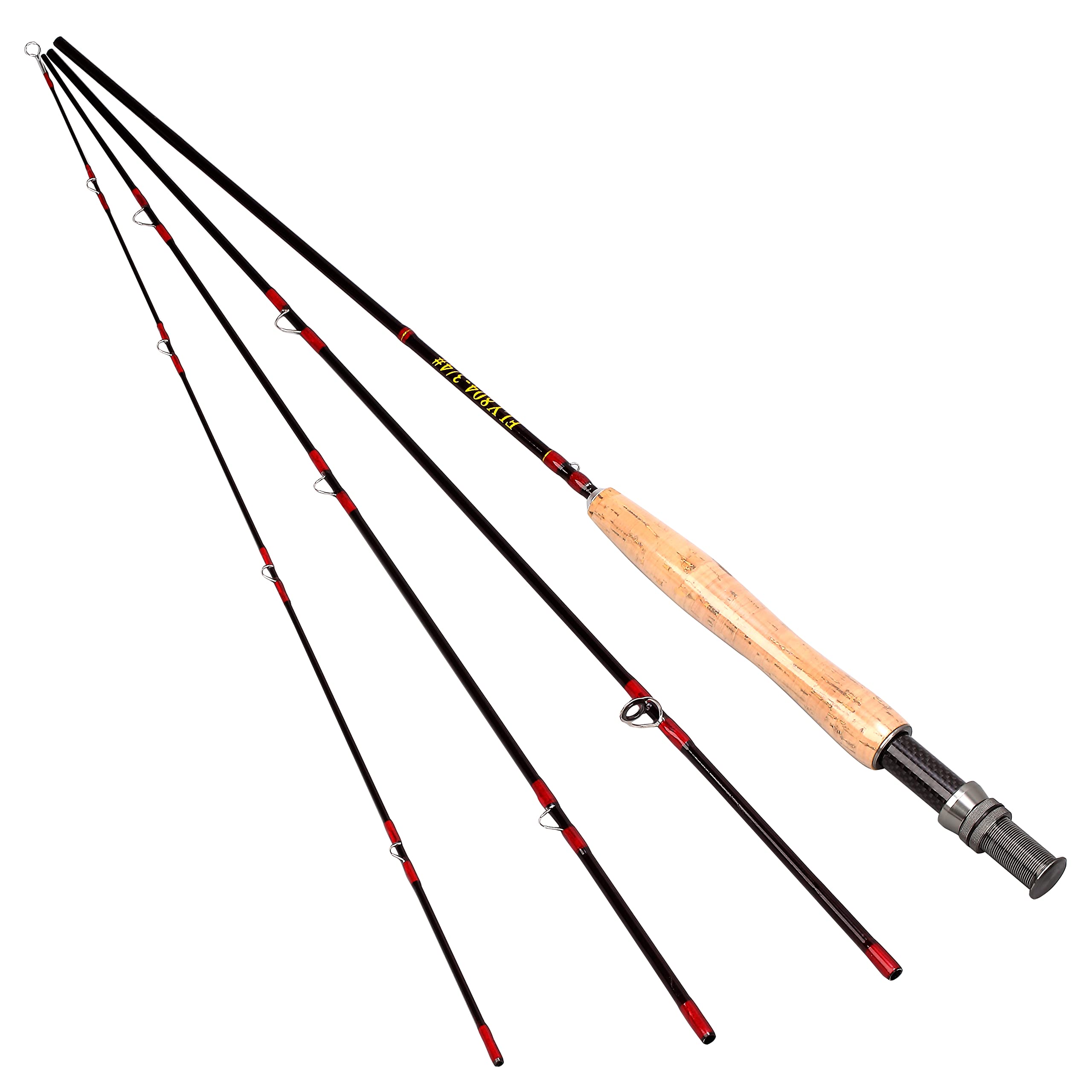 8ft 3-4wt or 5-6wt 4 Pieces Graphite Carbon Fiber Fly Fishing Rod Light Feel Medium Fast Action Freshwater Fly Rod