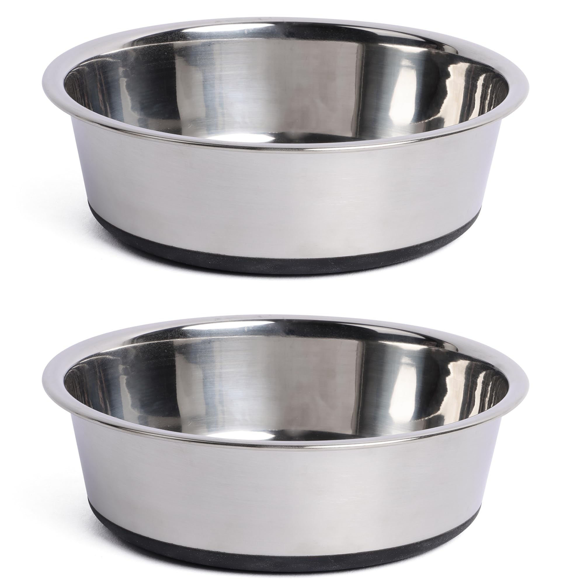 Stainless Steel Dog Bowls, 2 X 900ML Nonslip Silicone Rubber Dog Bowls, Large Dog Food Bowl, Pet Feeding Bowls for Medium, Large Dogs (1750ML(Pack of 2), Black)