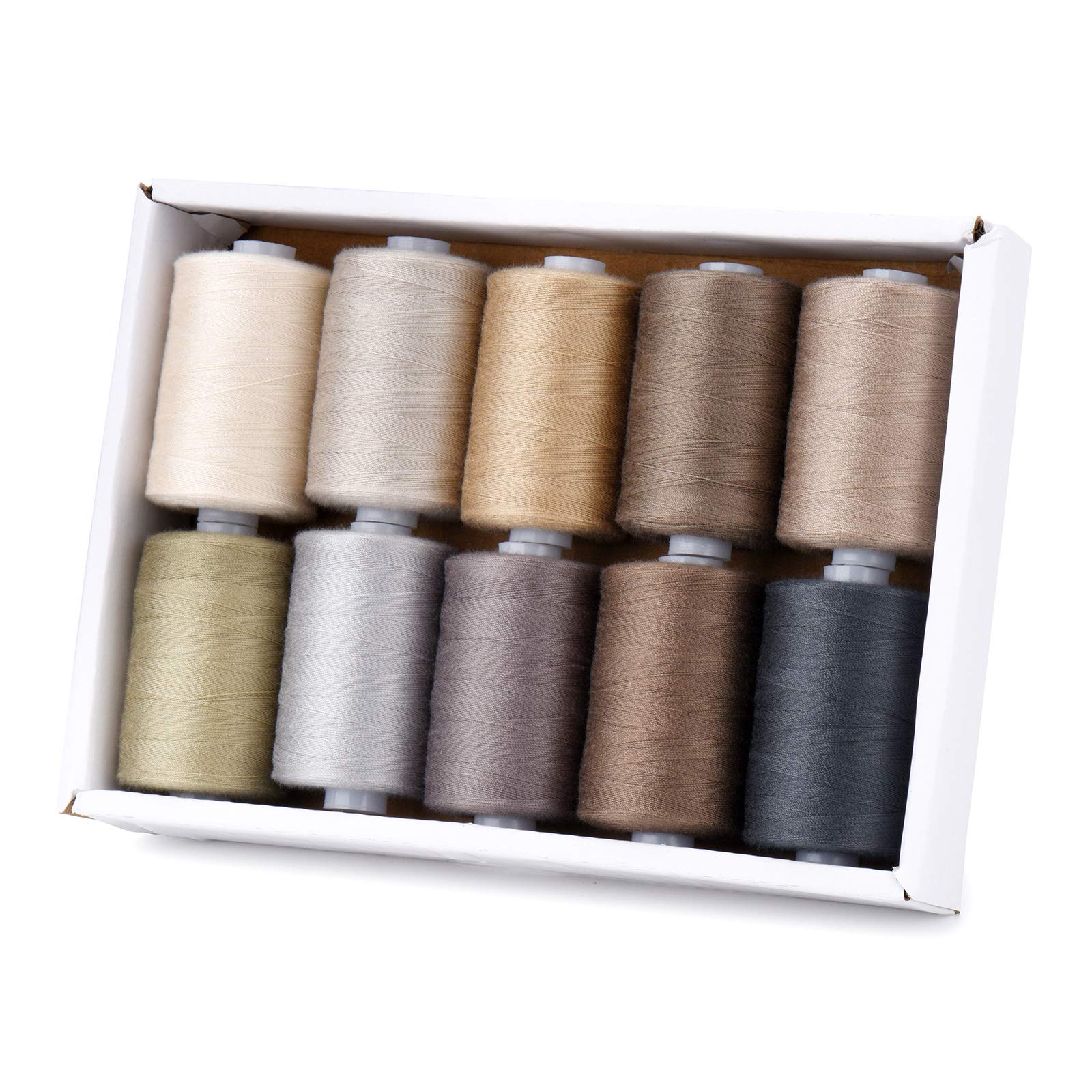 Moon Waves Sewing Thread 40 Colors 1000 Yards Per Spool 40S/2 Polyester 15 Color Sets Options for Sewing Machine,Embroidery Machine,Hand Sewing (10 Grey Colors)