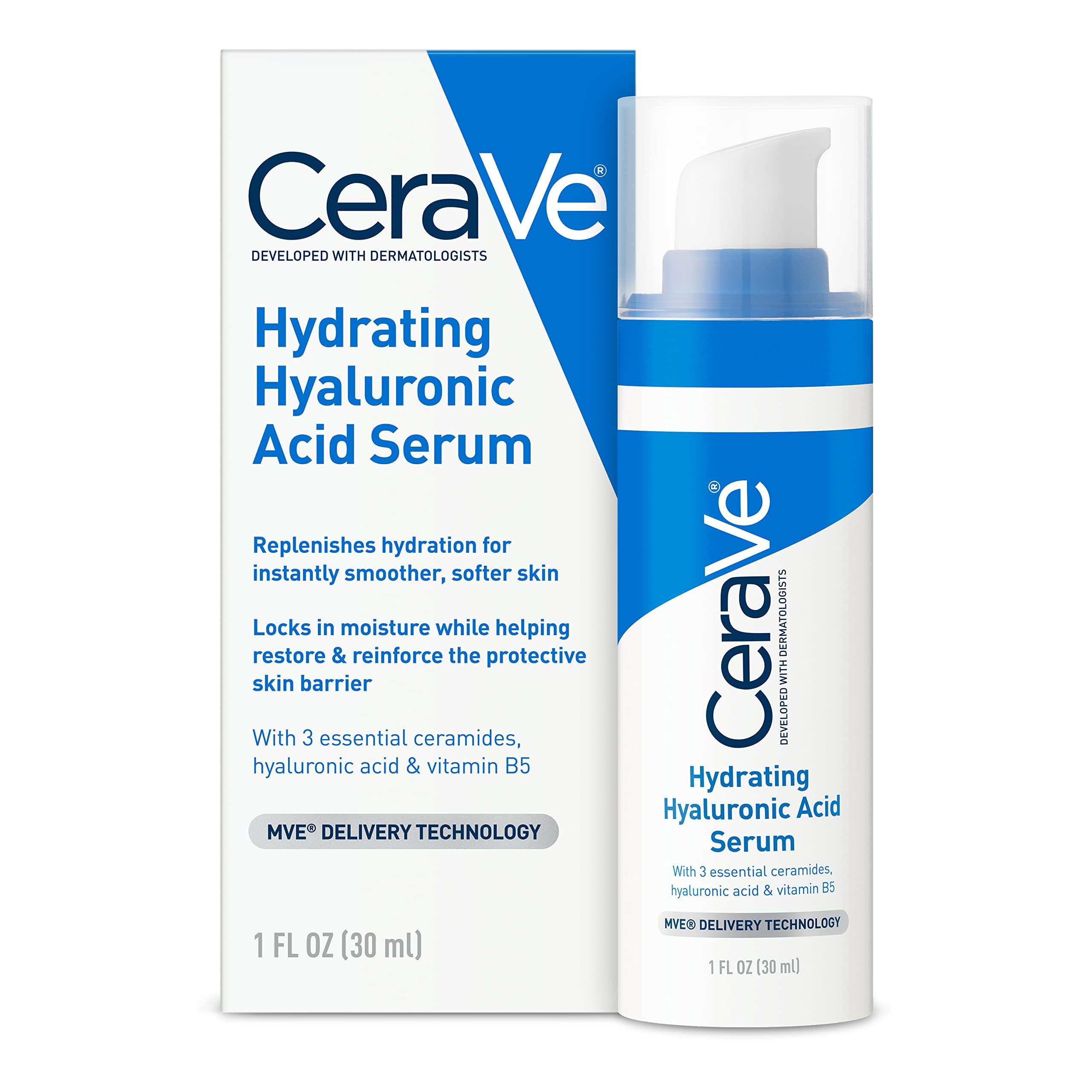 CeraVeHyaluronic Acid Serum for Face with Vitamin B5 and Ceramides | Hydrating Face Serum for Dry Skin | Fragrance Free | 1 Ounce