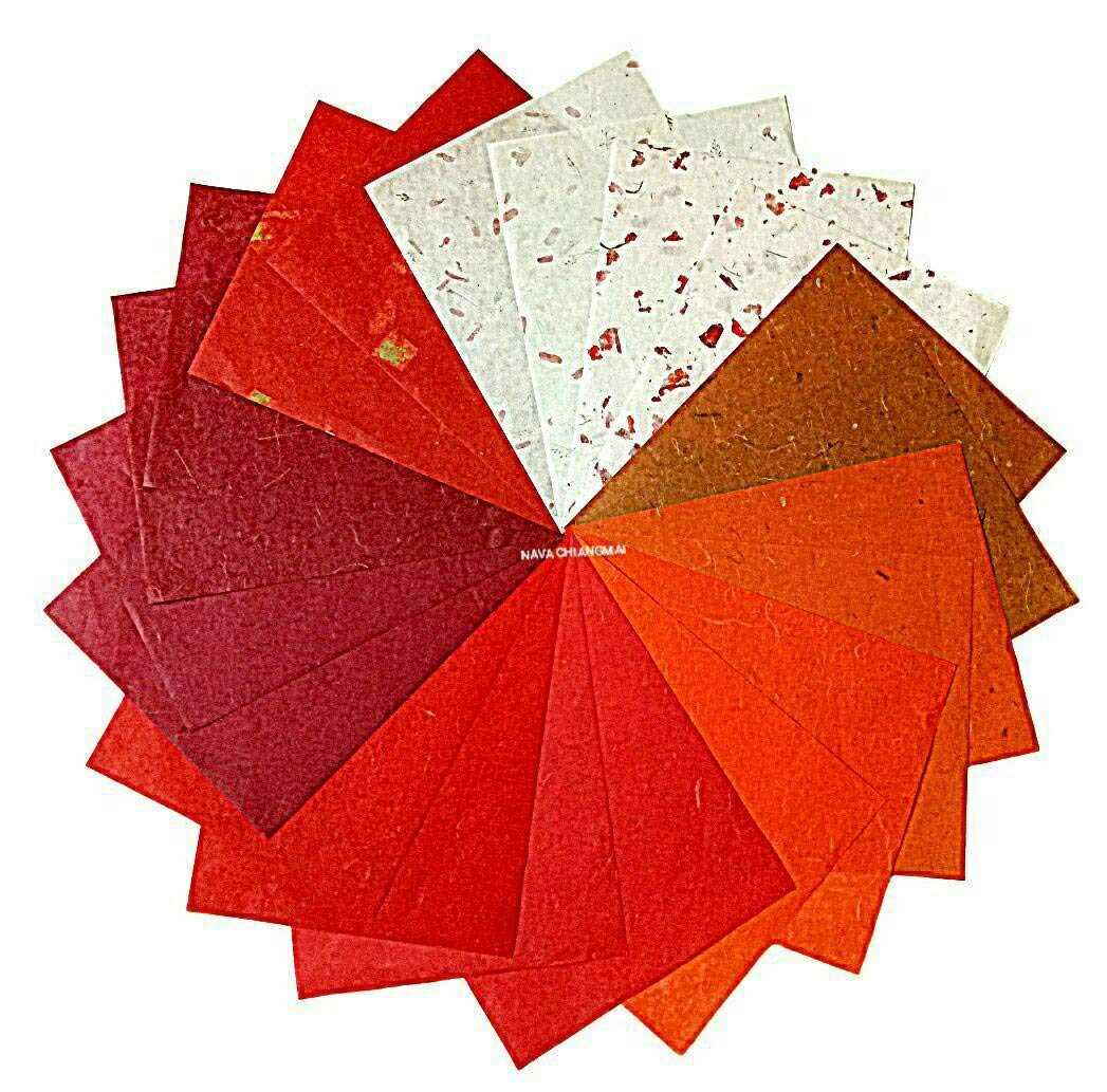 NAVA CHIANGMAI FLOWERS Thin Standard Color of Mulberry Paper Sheets for Decorative, DIY, Craft, Scrapbook,Wedding, Decorative, Paper Art,Tissue Japan (Mixed Red)