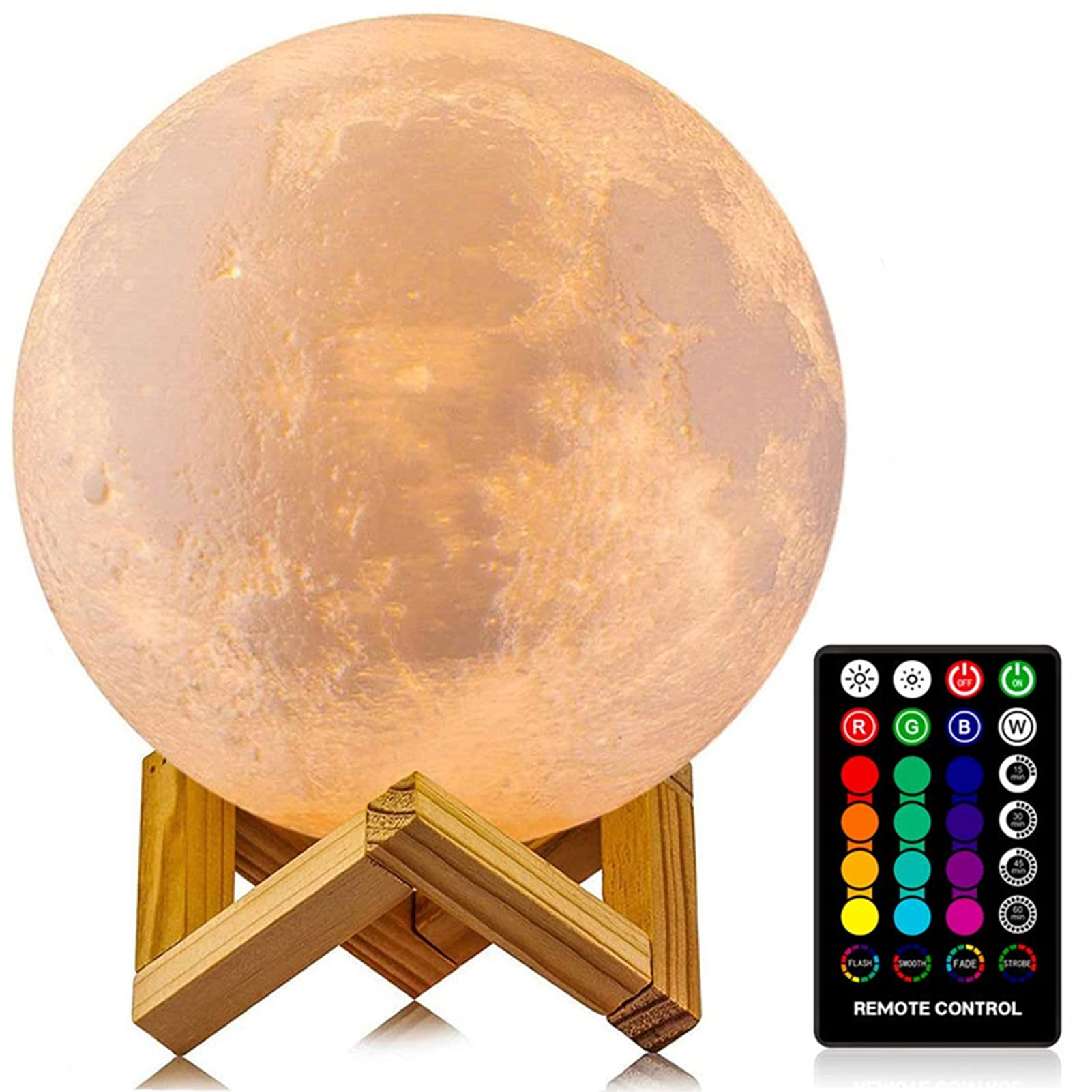 LOGROTATEMoon Lamp, 16 Colors LED Night Light for Kids 3D Printing Moon Light with Stand& Remote/Touch Control & Timing, Moon Light Lamp for Kid Friend Birthday Gifts, Room Decor (Diameter 4.8 INCH)