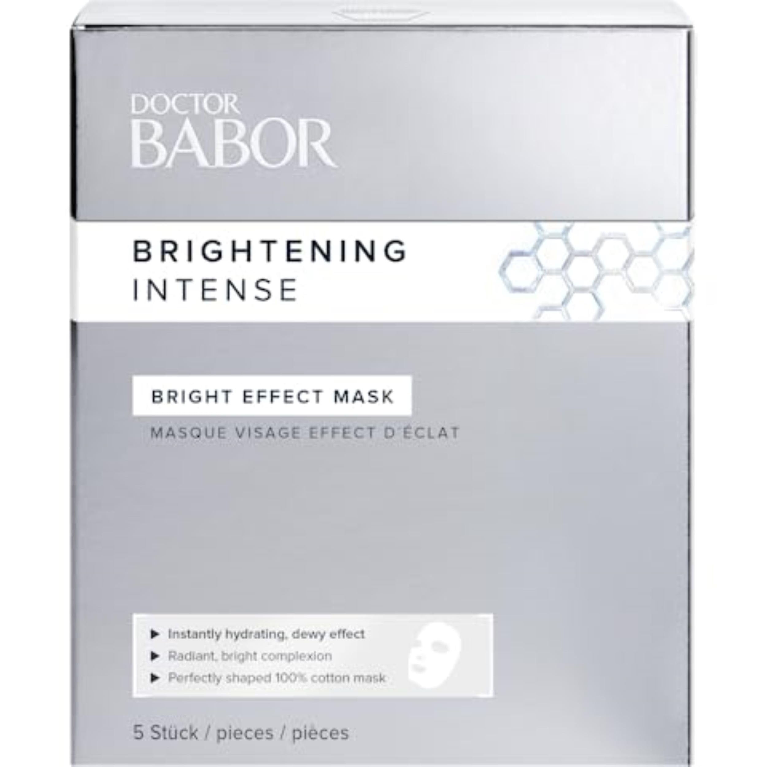 BABOR DOCTOR Brightening Intense Bright Effect Face Mask, Improve Hyperpigmentation, Dark Spots & Age Spots, Instantly Hydrating, for Radiant Bright Complexion, 5 Pack